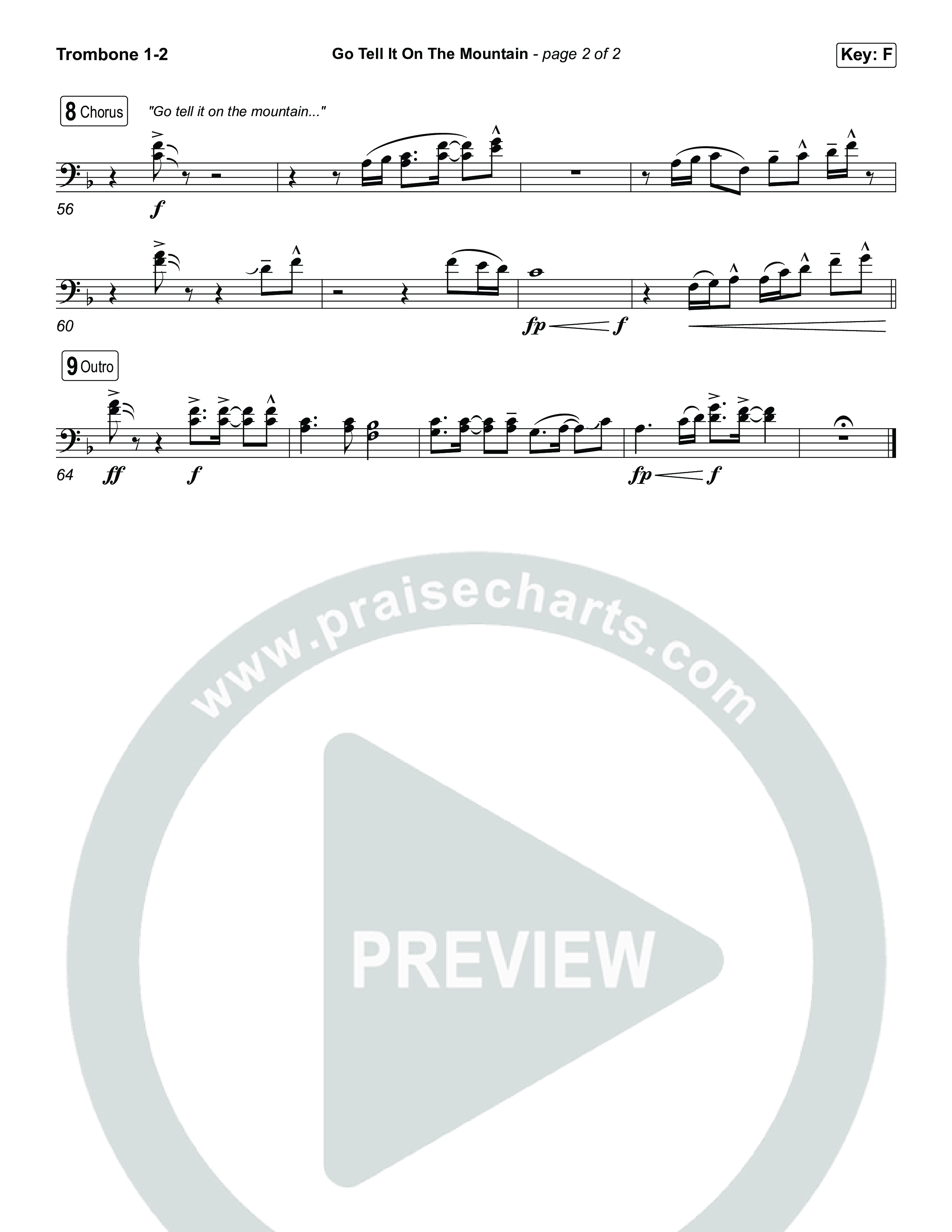 Go Tell It On The Mountain (Choral/SATB) Trombone 1,2 (Travis Cottrell / Arr. Mason Brown / Orch. Daniel Galbraith)
