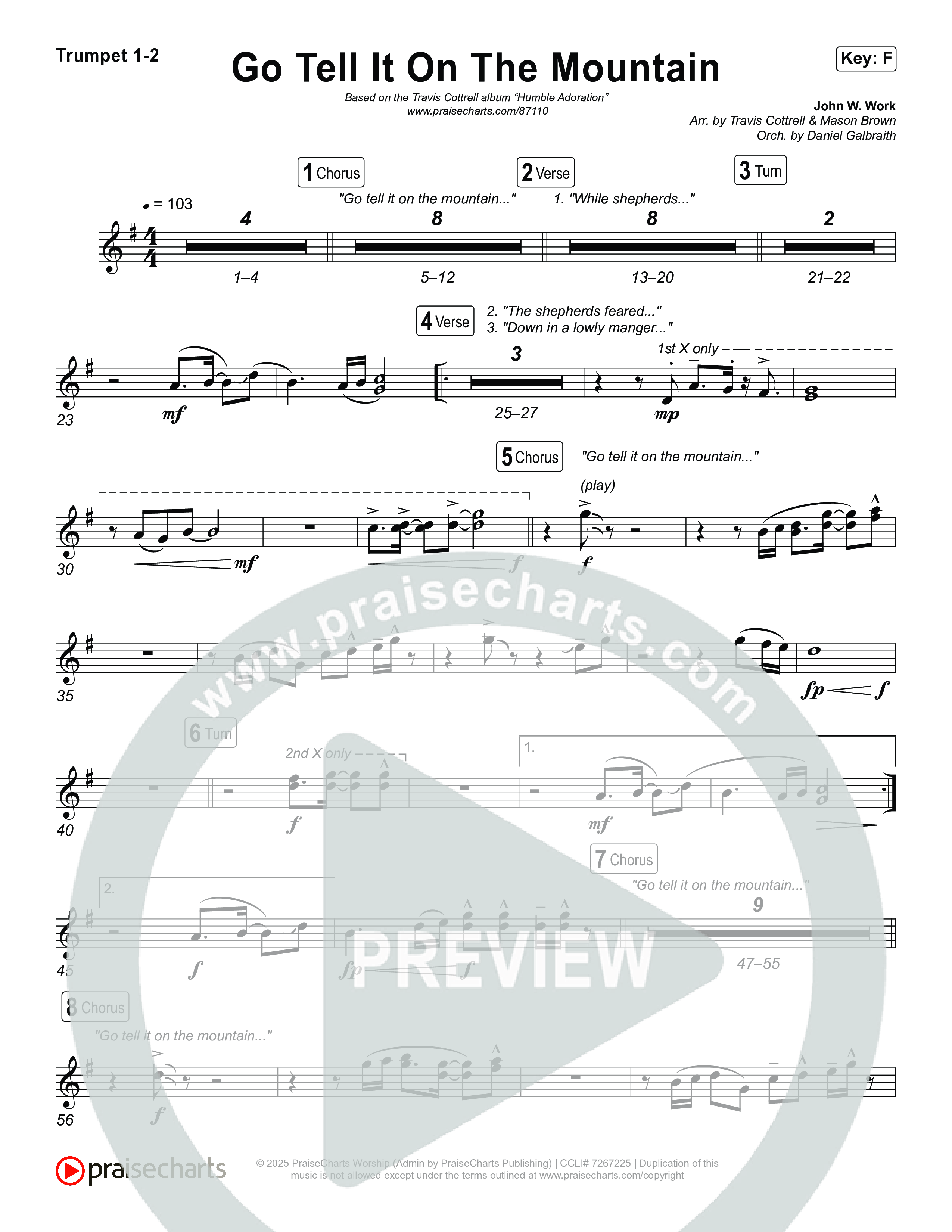 Go Tell It On The Mountain (Choral/SATB) Brass Pack (Travis Cottrell / Arr. Mason Brown / Orch. Daniel Galbraith)