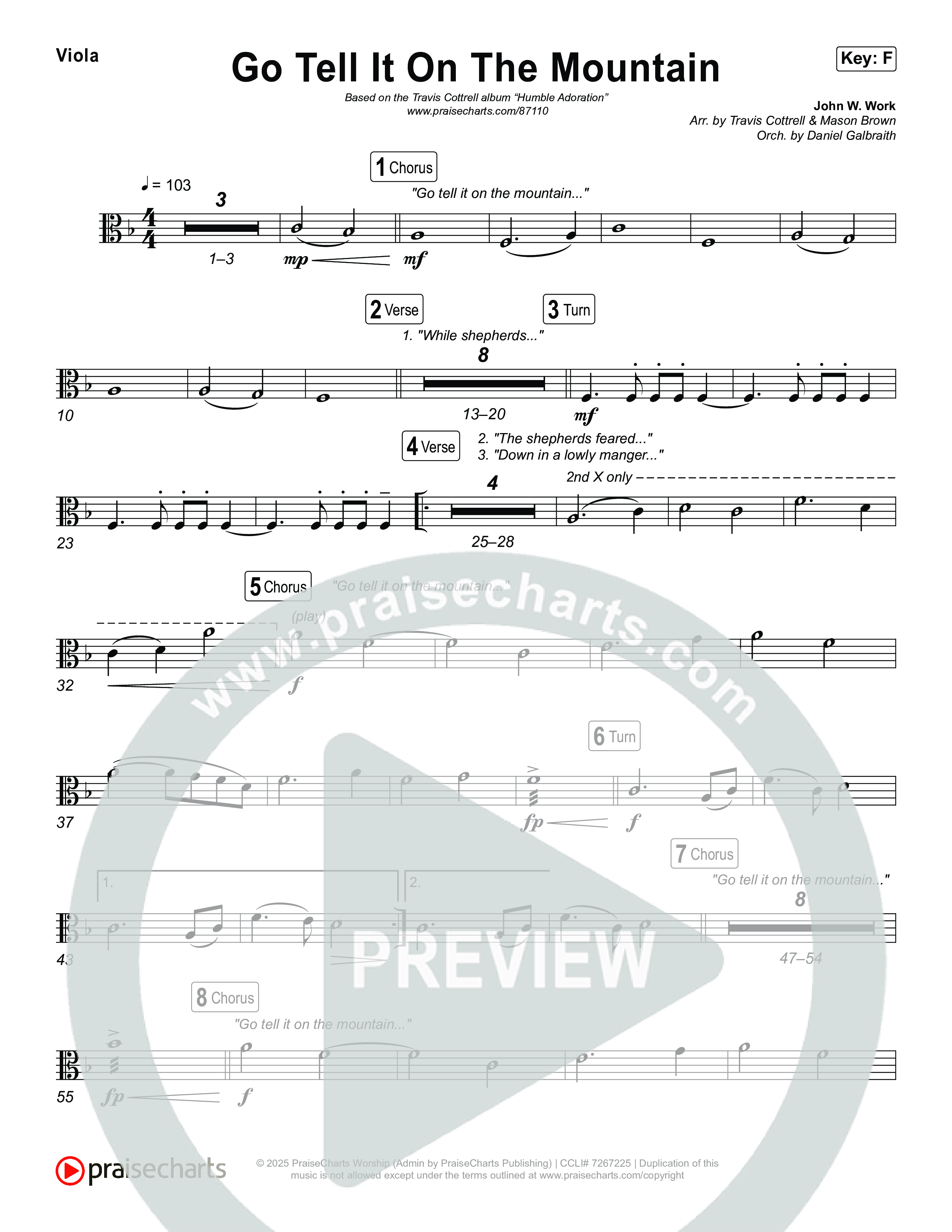 Go Tell It On The Mountain (Choral/SATB) String Pack (Travis Cottrell / Arr. Mason Brown / Orch. Daniel Galbraith)