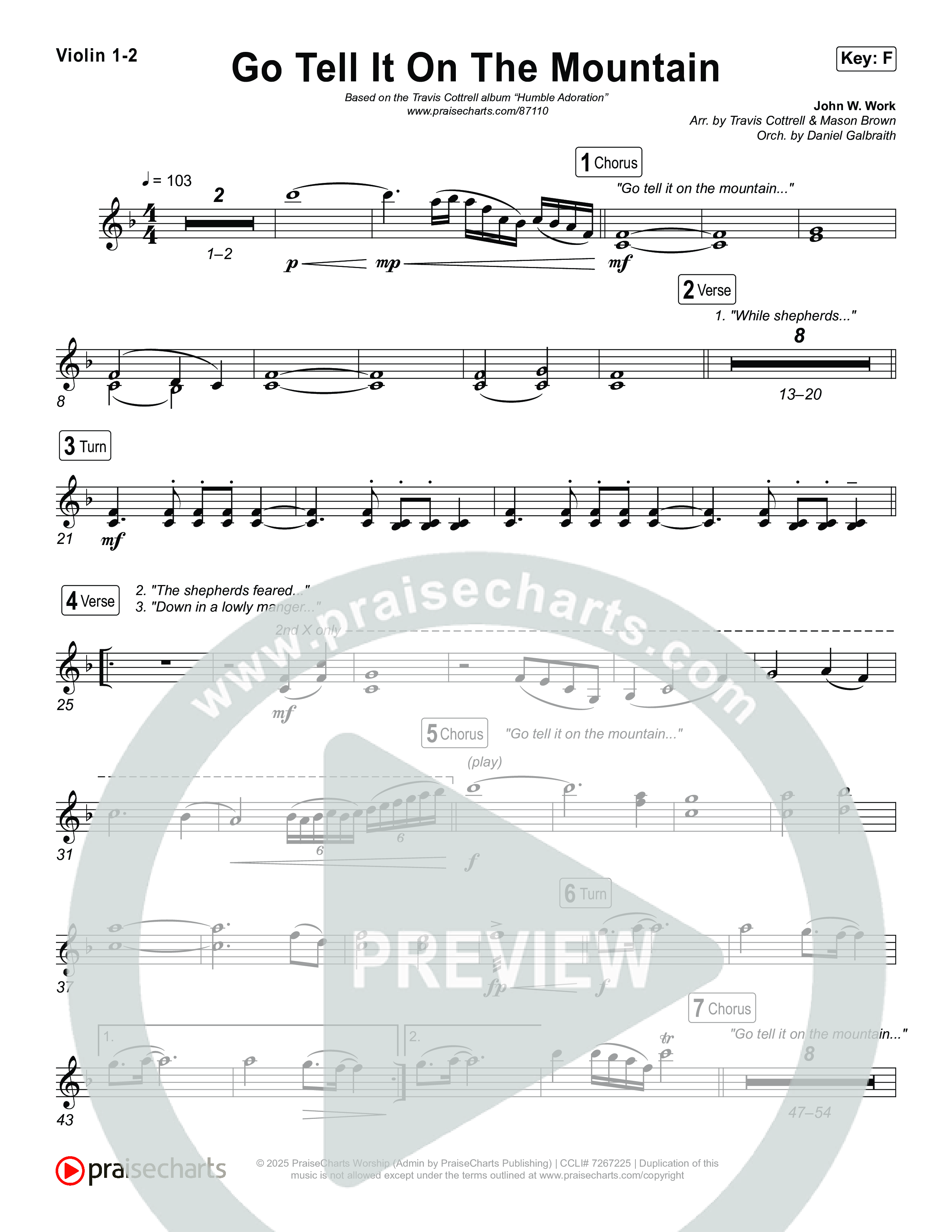 Go Tell It On The Mountain (Choral/SATB) String Pack (Travis Cottrell / Arr. Mason Brown / Orch. Daniel Galbraith)
