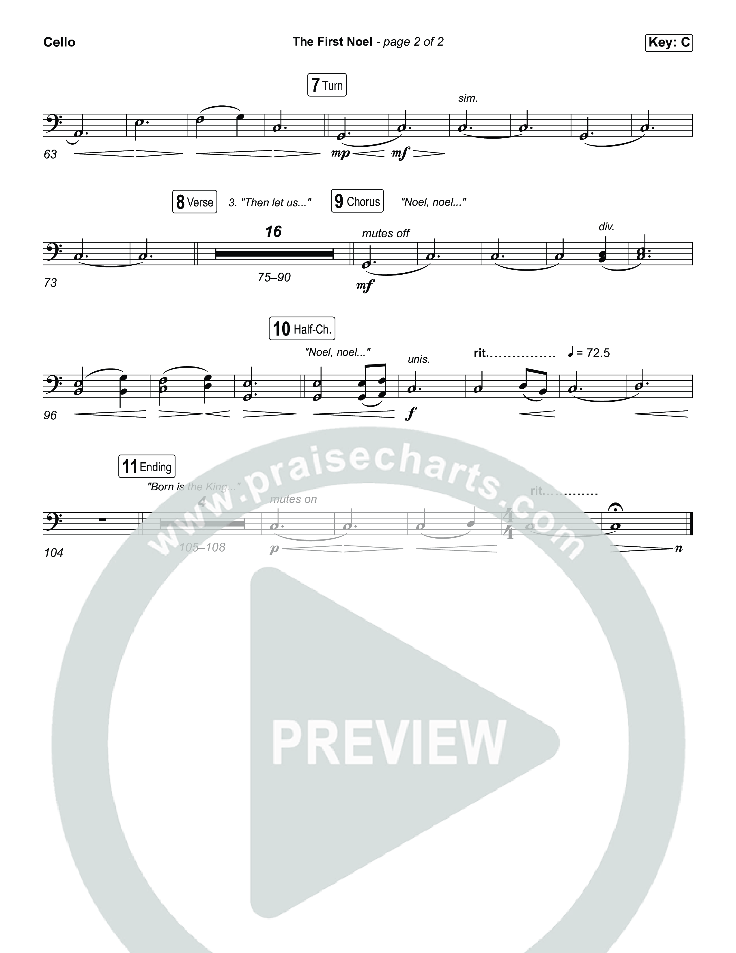 The First Noel (Choral/SATB) Cello (Travis Cottrell / Arr. Mason Brown)