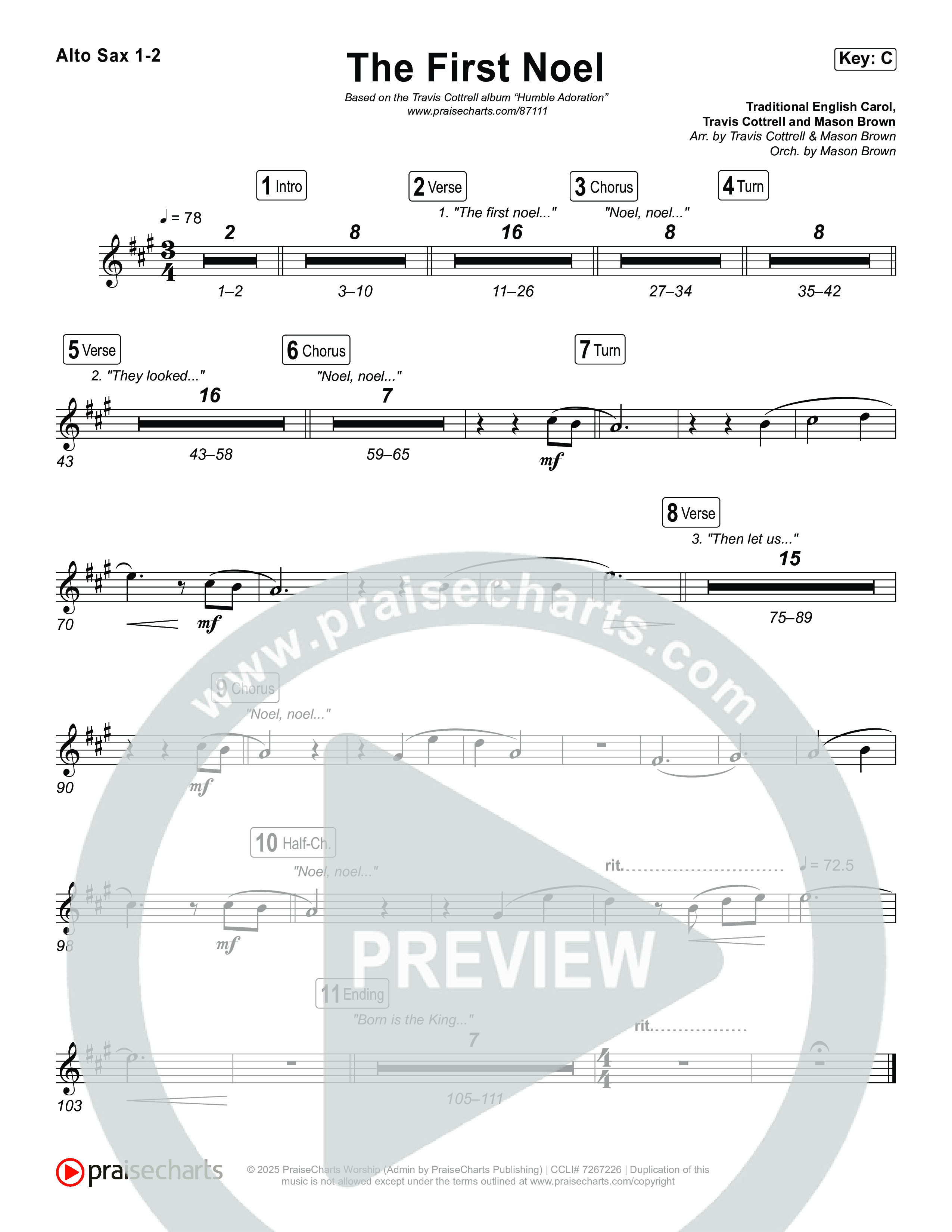 The First Noel (Choral/SATB) Sax Pack (Travis Cottrell / Arr. Mason Brown)