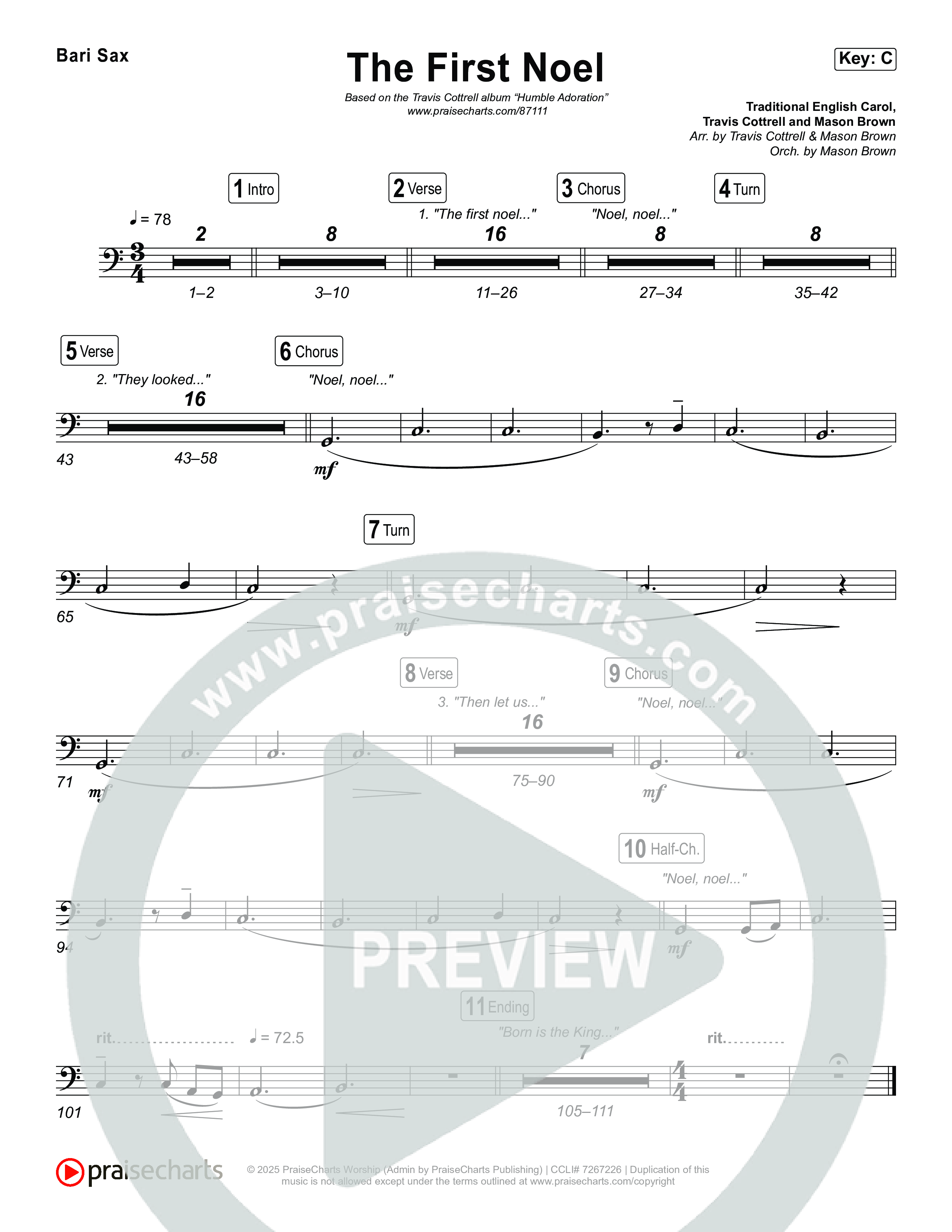 The First Noel (Choral/SATB) Sax Pack (Travis Cottrell / Arr. Mason Brown)