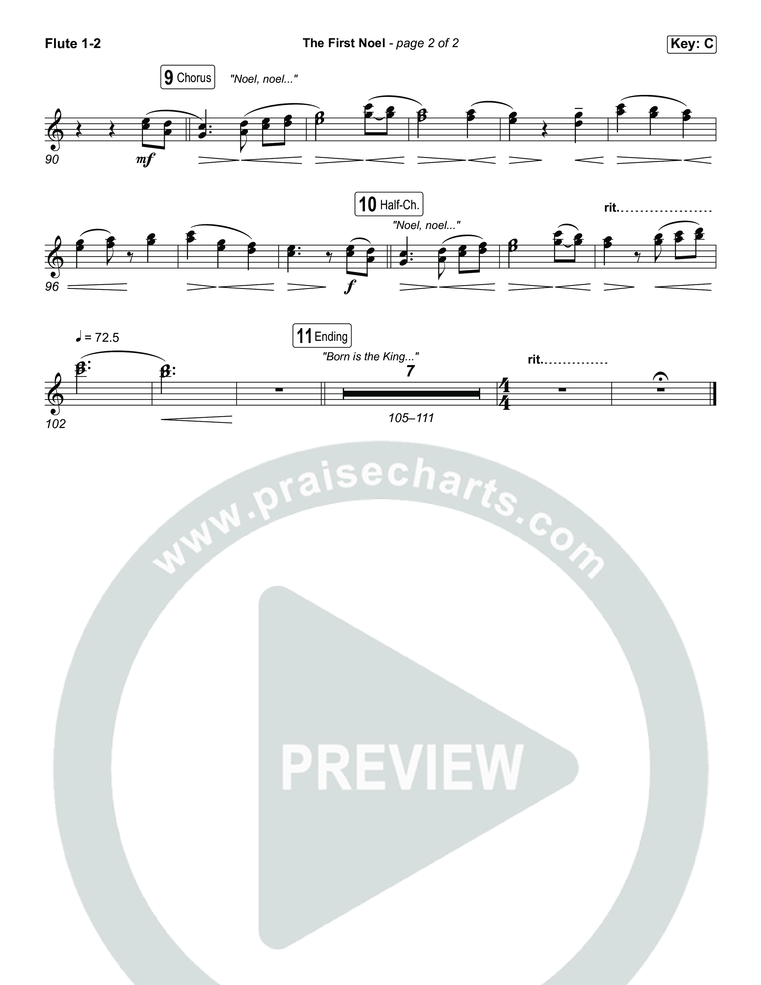 The First Noel (Choral/SATB) Flute 1,2 (Travis Cottrell / Arr. Mason Brown)