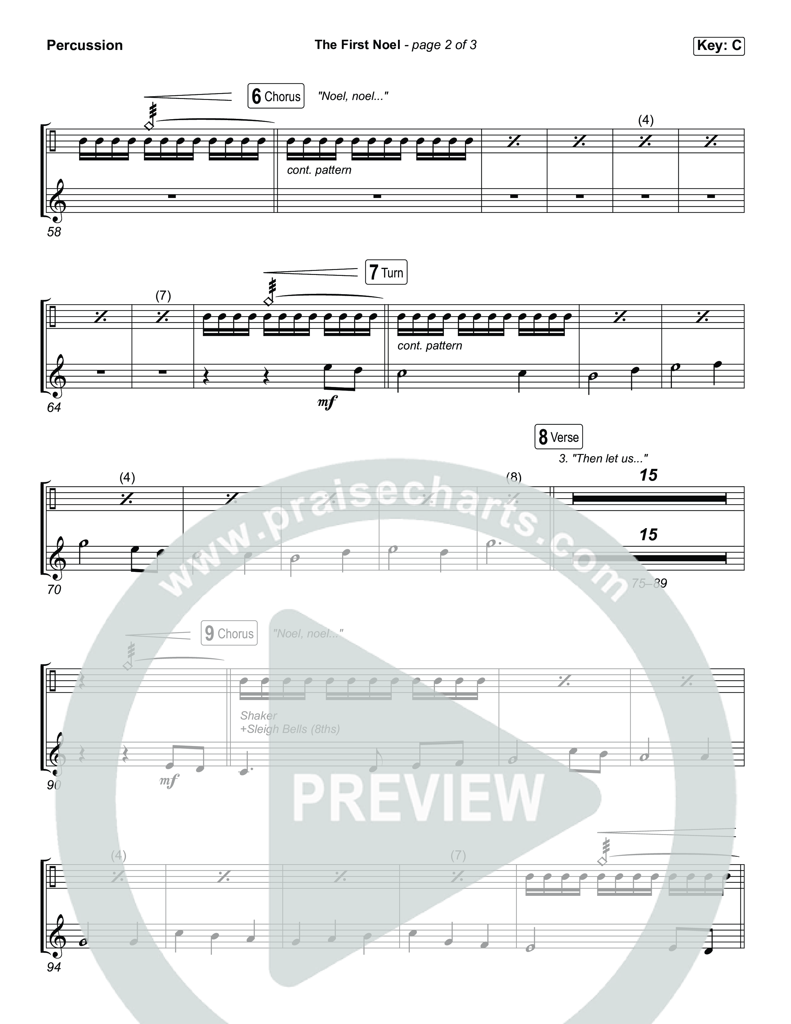 The First Noel (Choral/SATB) Percussion (Travis Cottrell / Arr. Mason Brown)