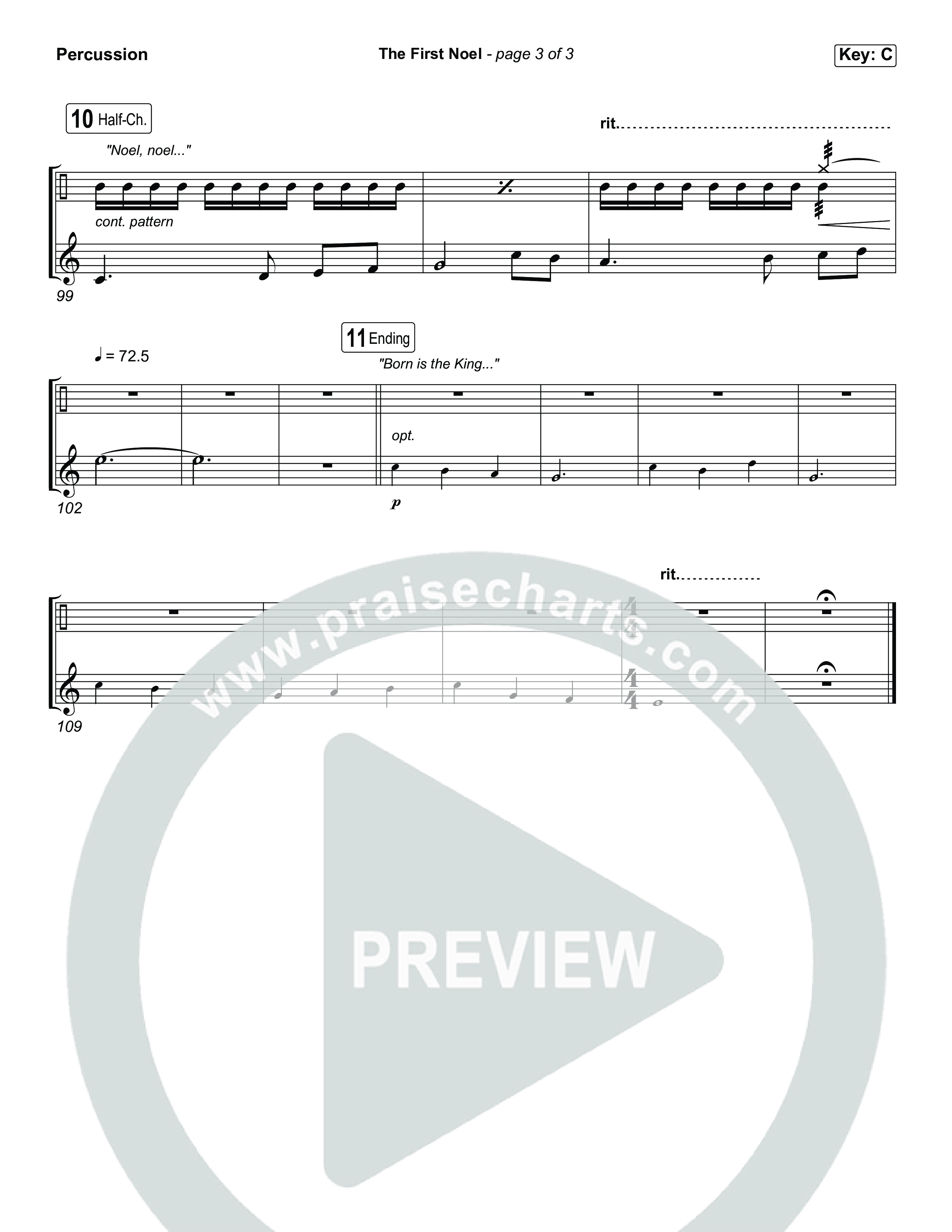 The First Noel (Choral/SATB) Percussion (Travis Cottrell / Arr. Mason Brown)