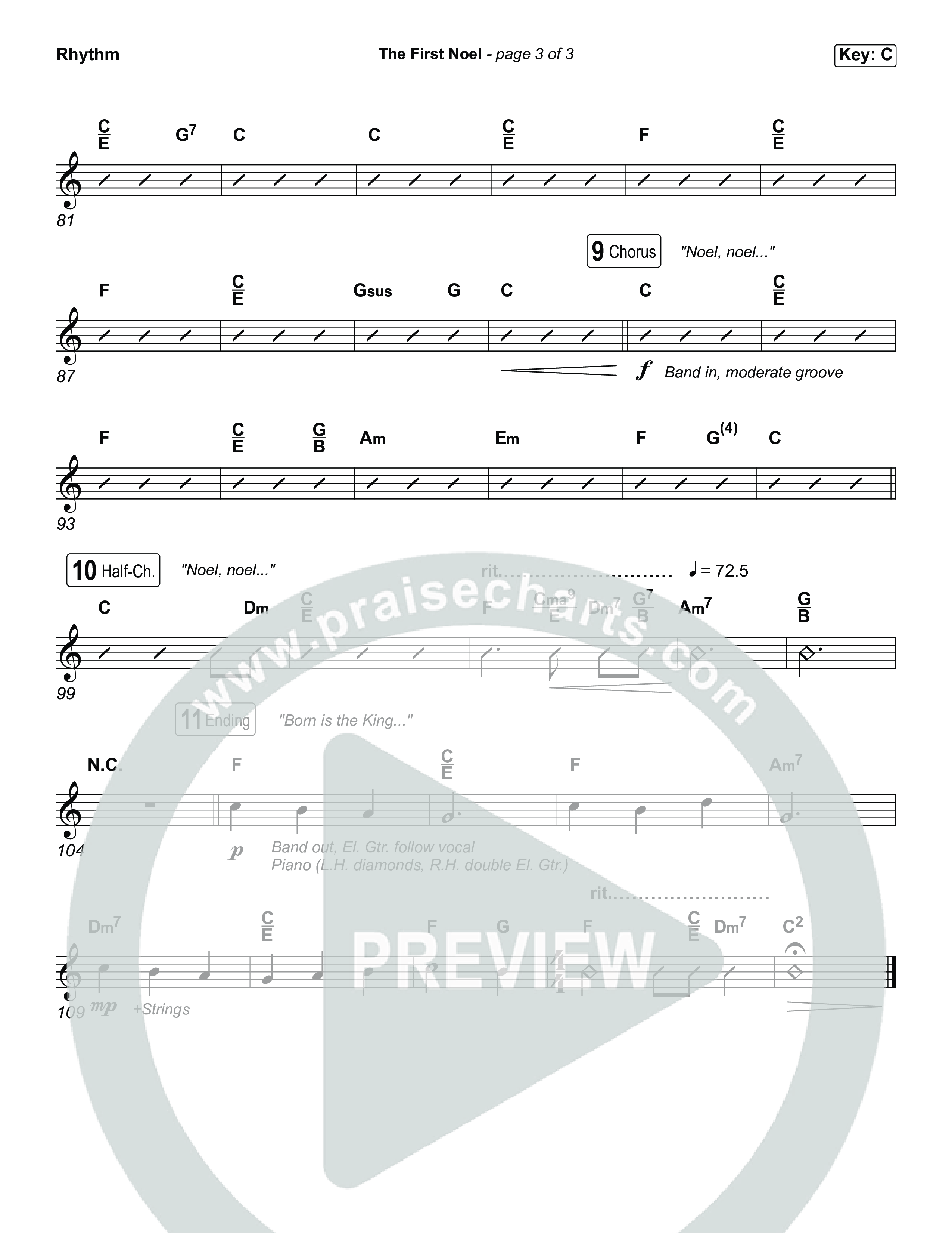The First Noel (Choral/SATB) Rhythm Chart (Travis Cottrell / Arr. Mason Brown)