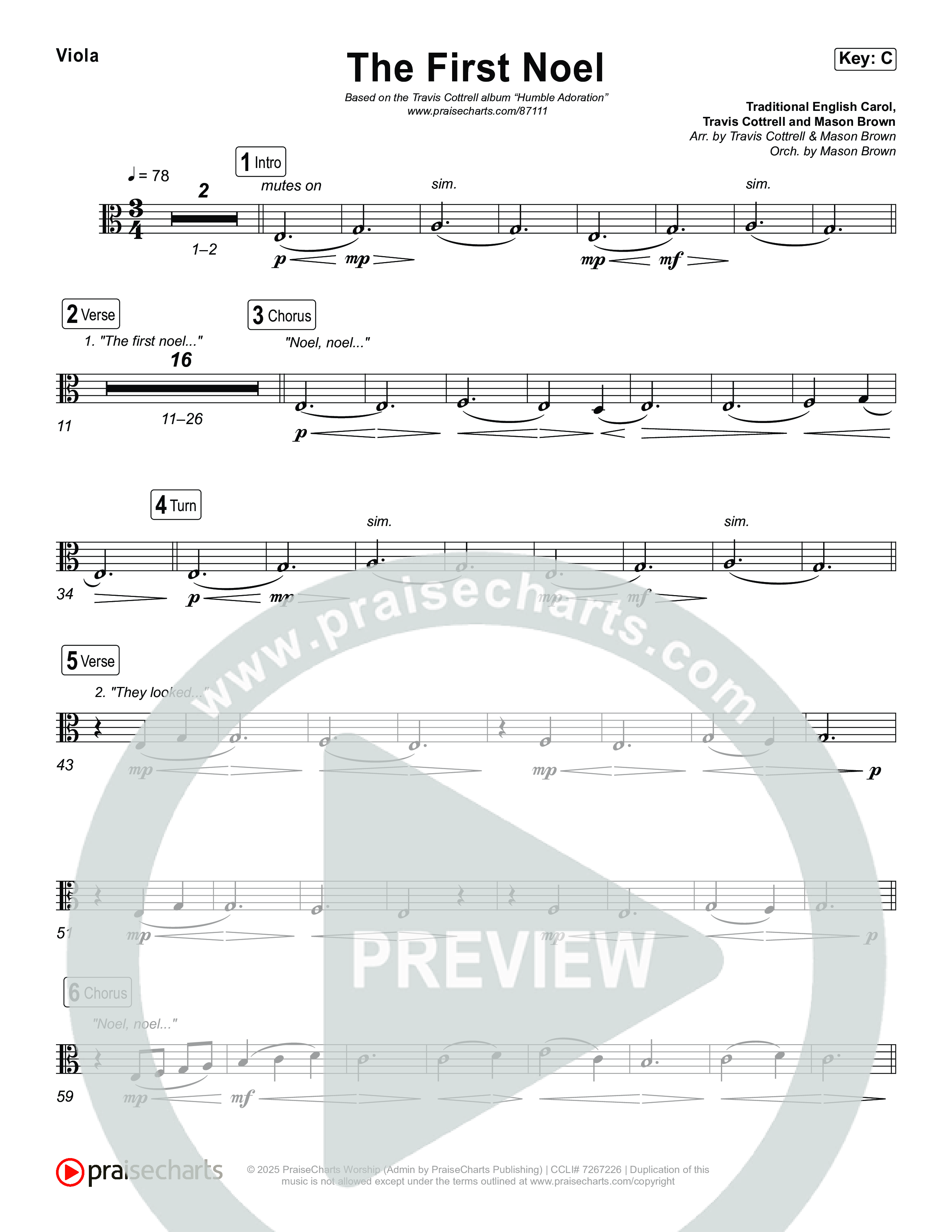 The First Noel (Choral/SATB) String Pack (Travis Cottrell / Arr. Mason Brown)