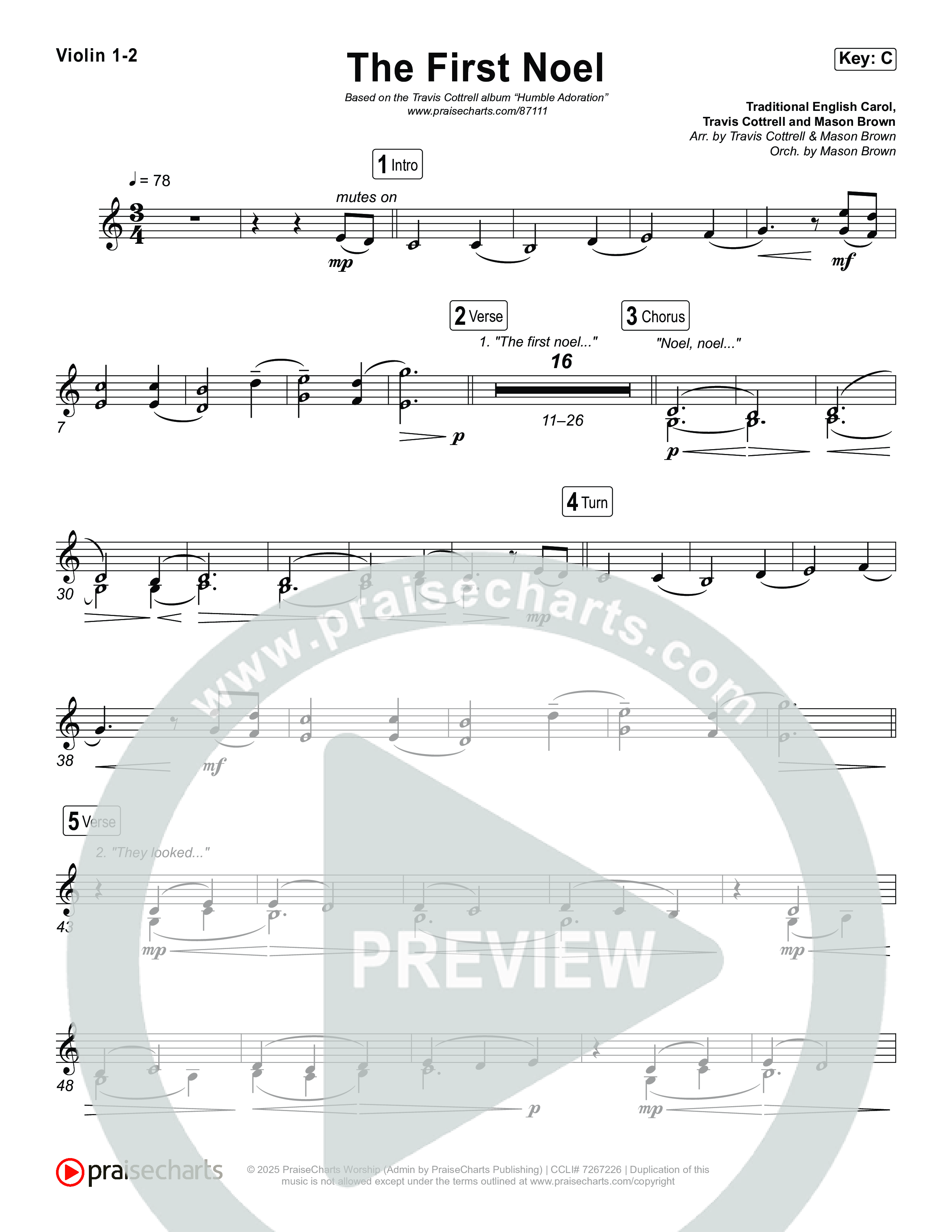The First Noel (Choral/SATB) String Pack (Travis Cottrell / Arr. Mason Brown)