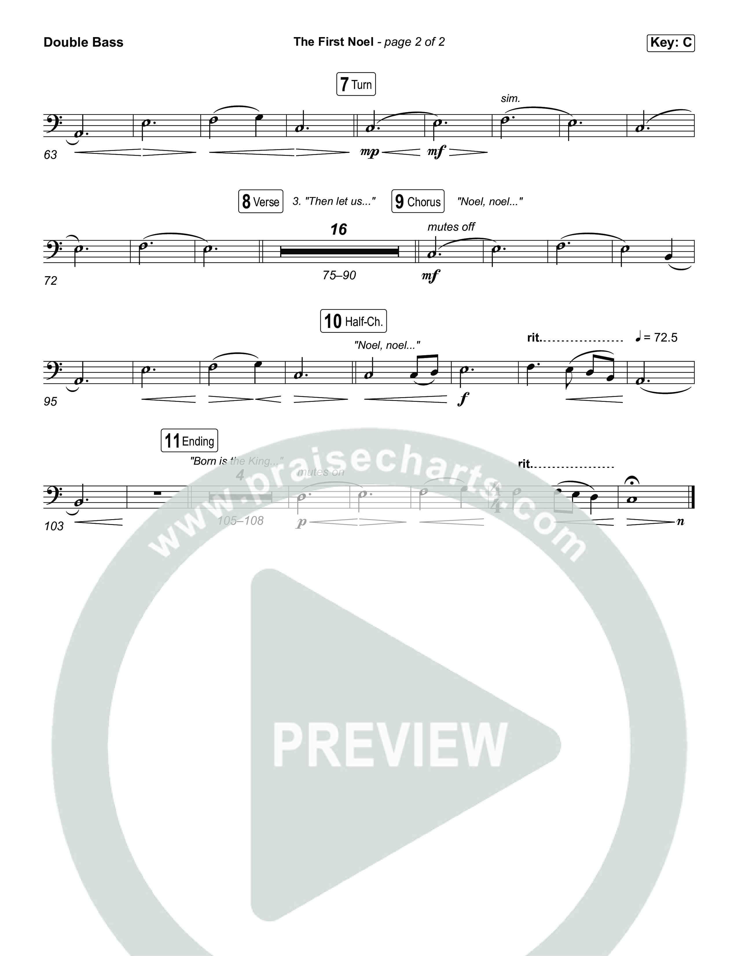 The First Noel (Choral/SATB) String Bass (Travis Cottrell / Arr. Mason Brown)