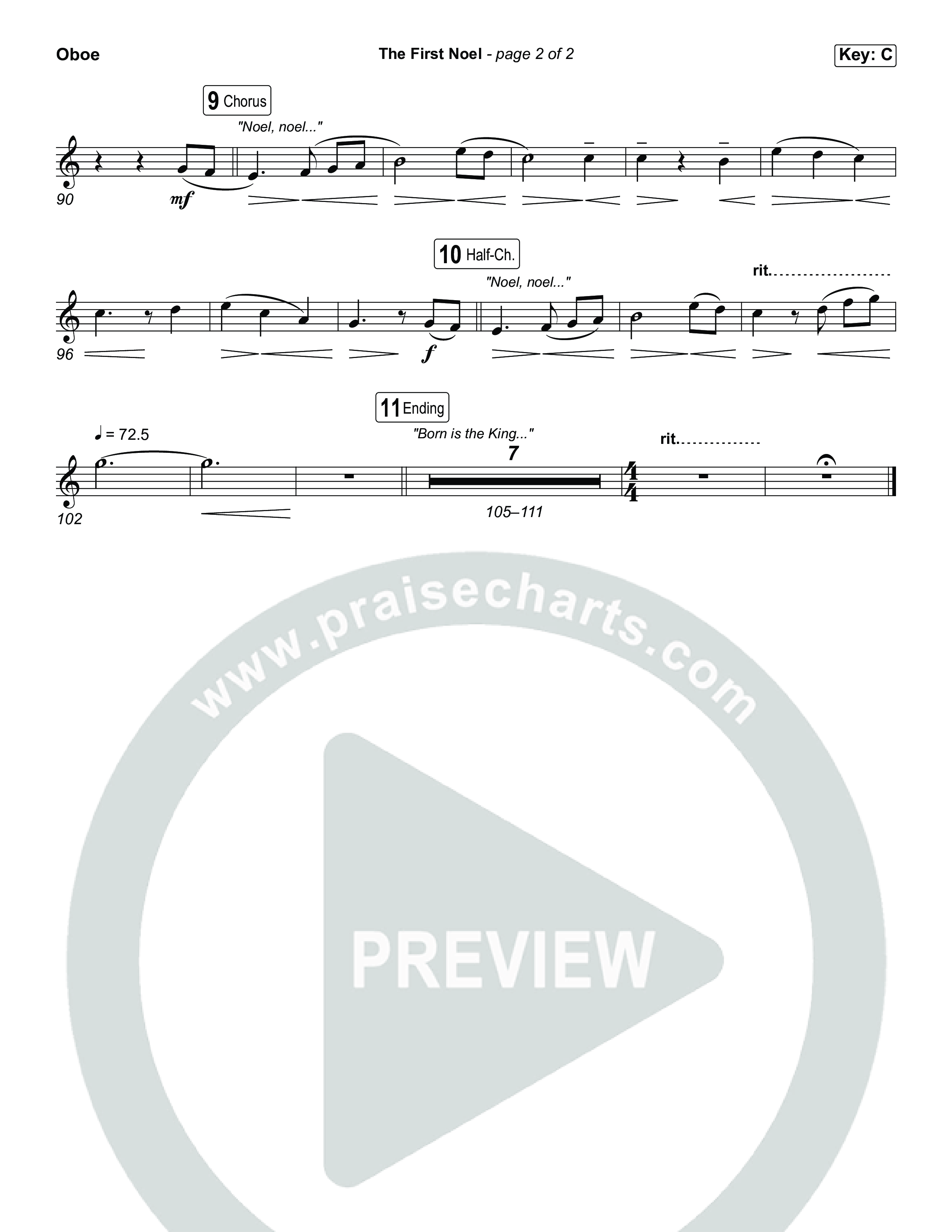 The First Noel (Choral/SATB) Oboe (Travis Cottrell / Arr. Mason Brown)