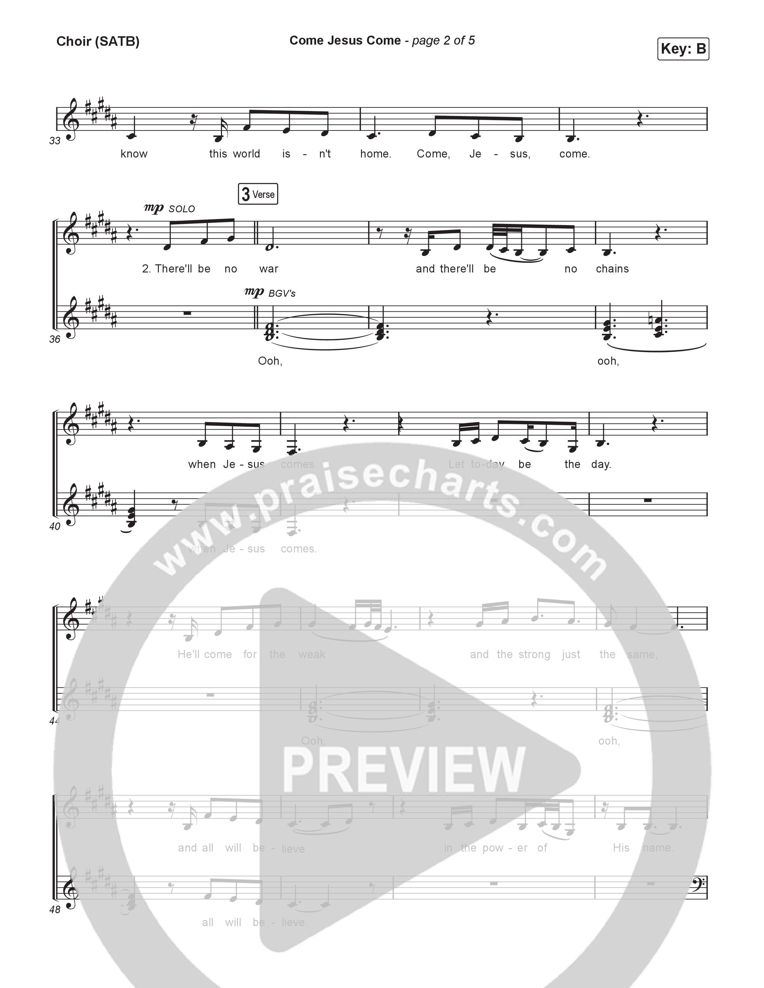Come Jesus Come Choir Sheet (SATB) (CeCe Winans / Shirley Caesar)