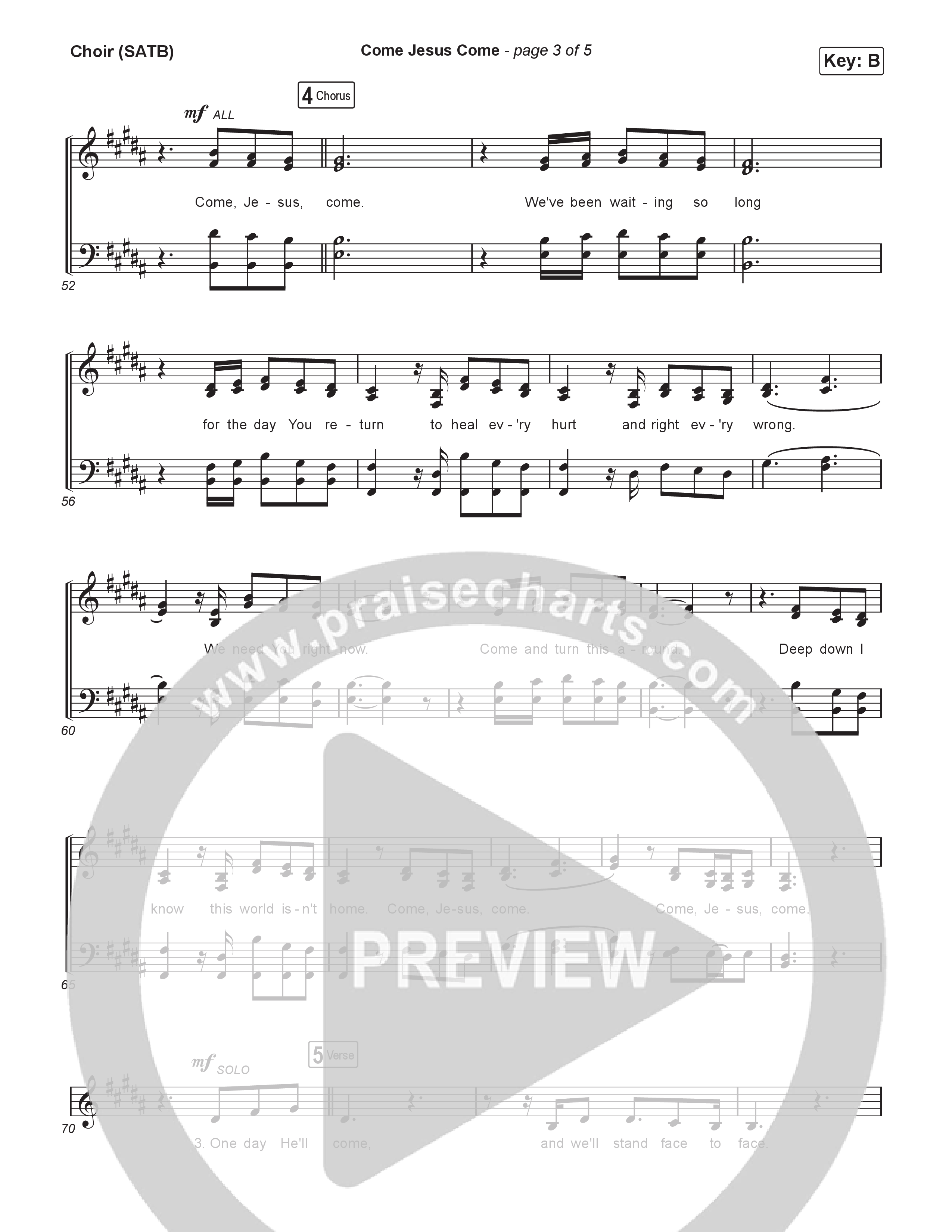 Come Jesus Come Choir Sheet (SATB) (CeCe Winans / Shirley Caesar)