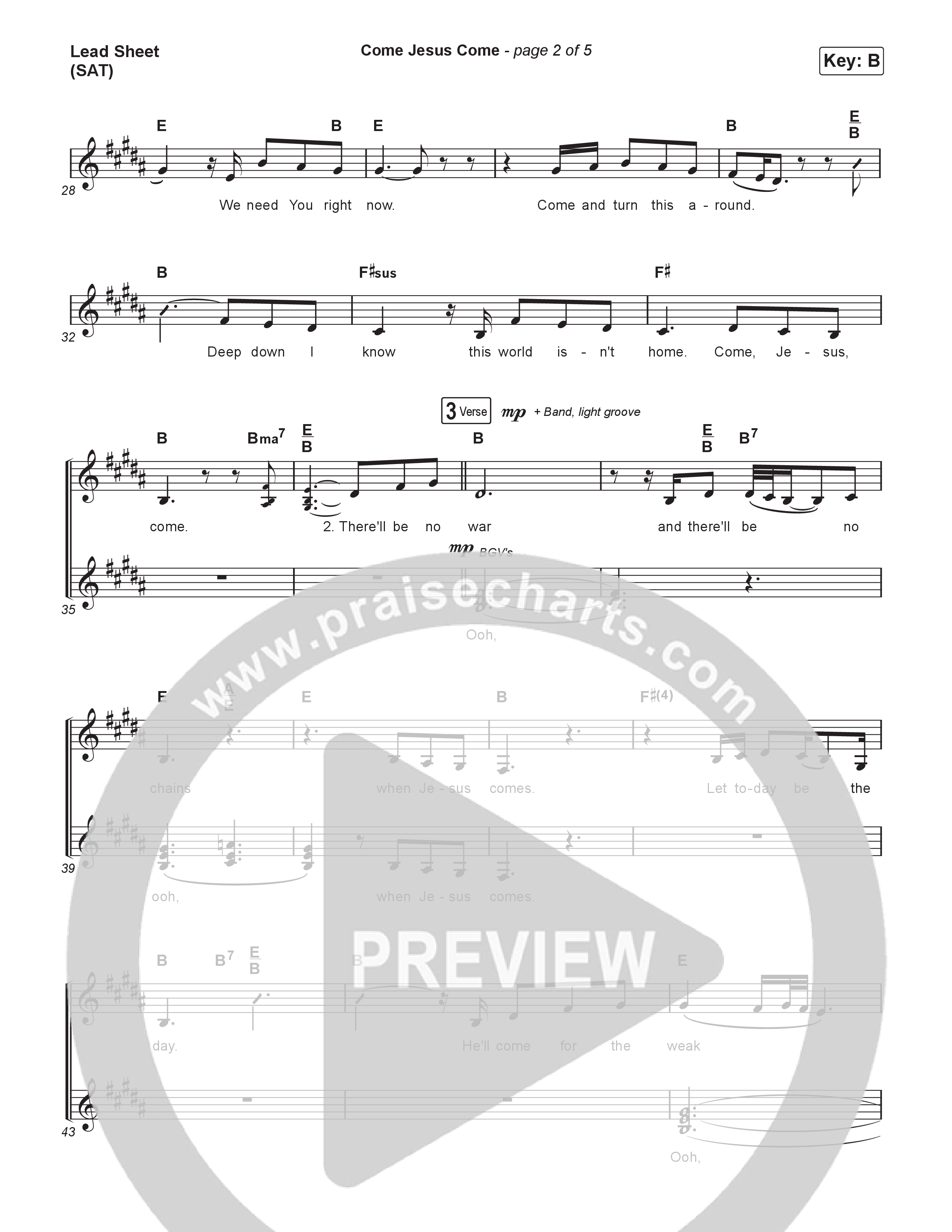 Come Jesus Come Lead Sheet (SAT) (CeCe Winans / Shirley Caesar)