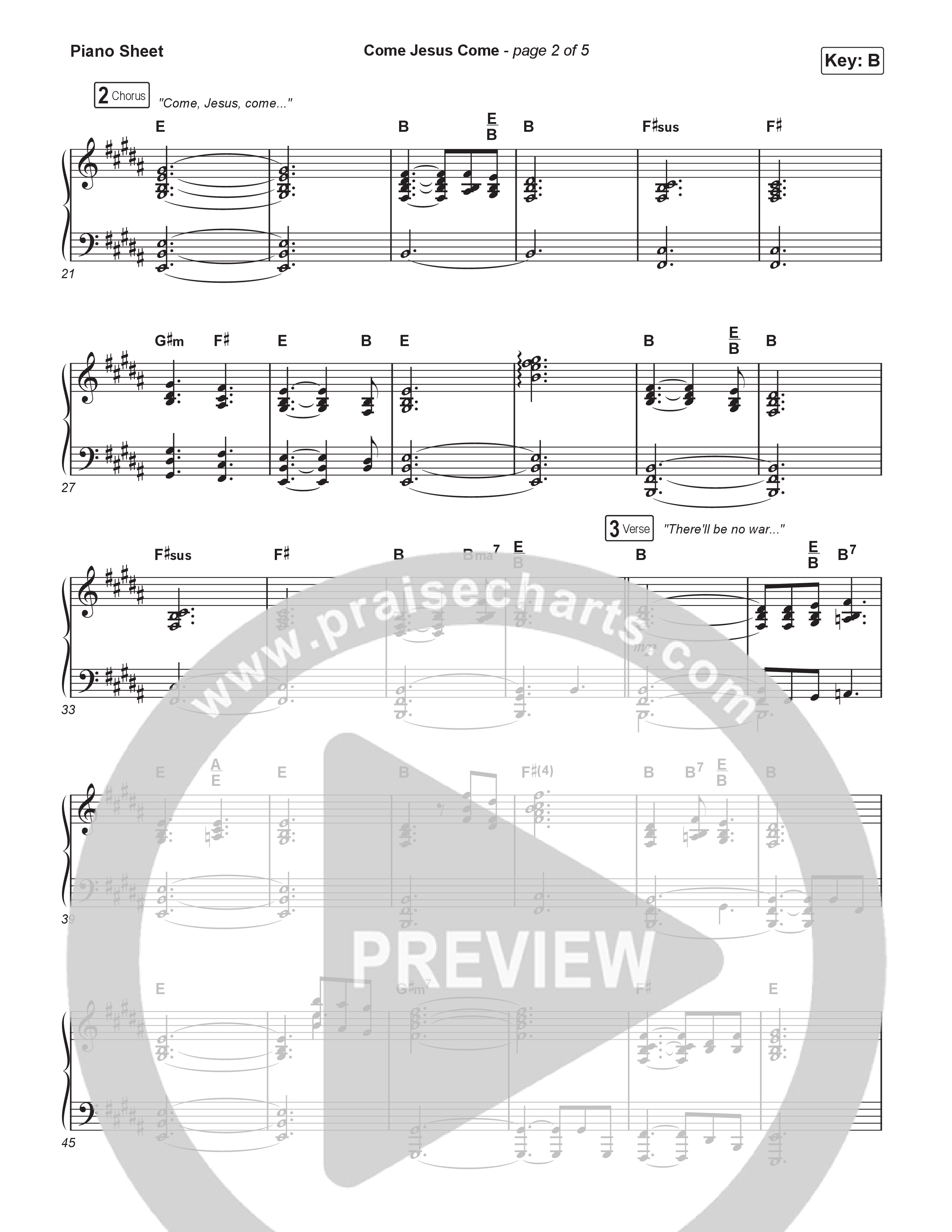 Come Jesus Come Piano Sheet (CeCe Winans / Shirley Caesar)