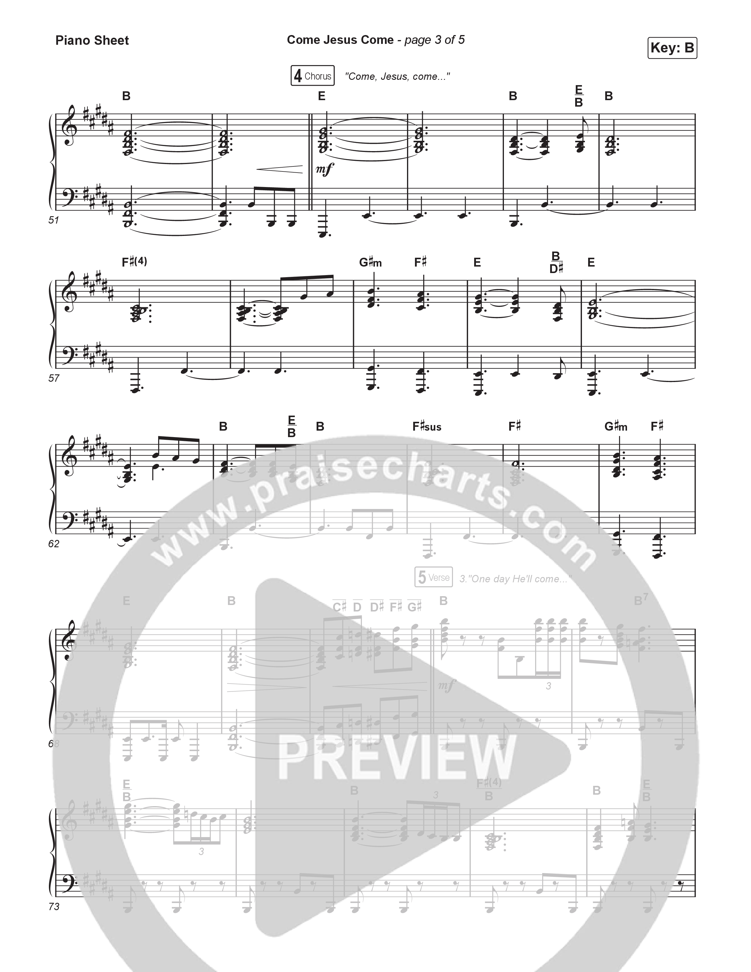 Come Jesus Come Piano Sheet (CeCe Winans / Shirley Caesar)