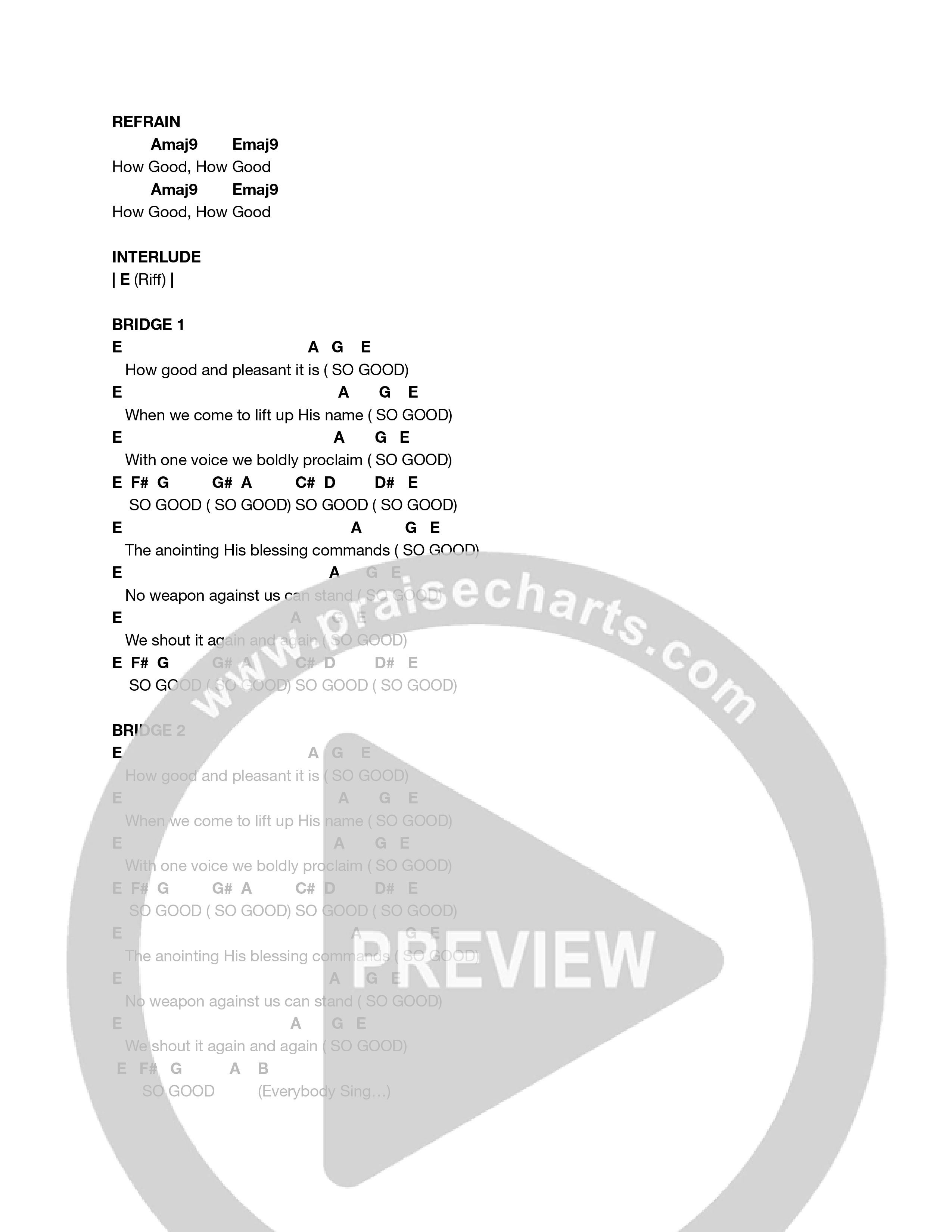 How Good (Live) Chord Chart (Every Nation Music)