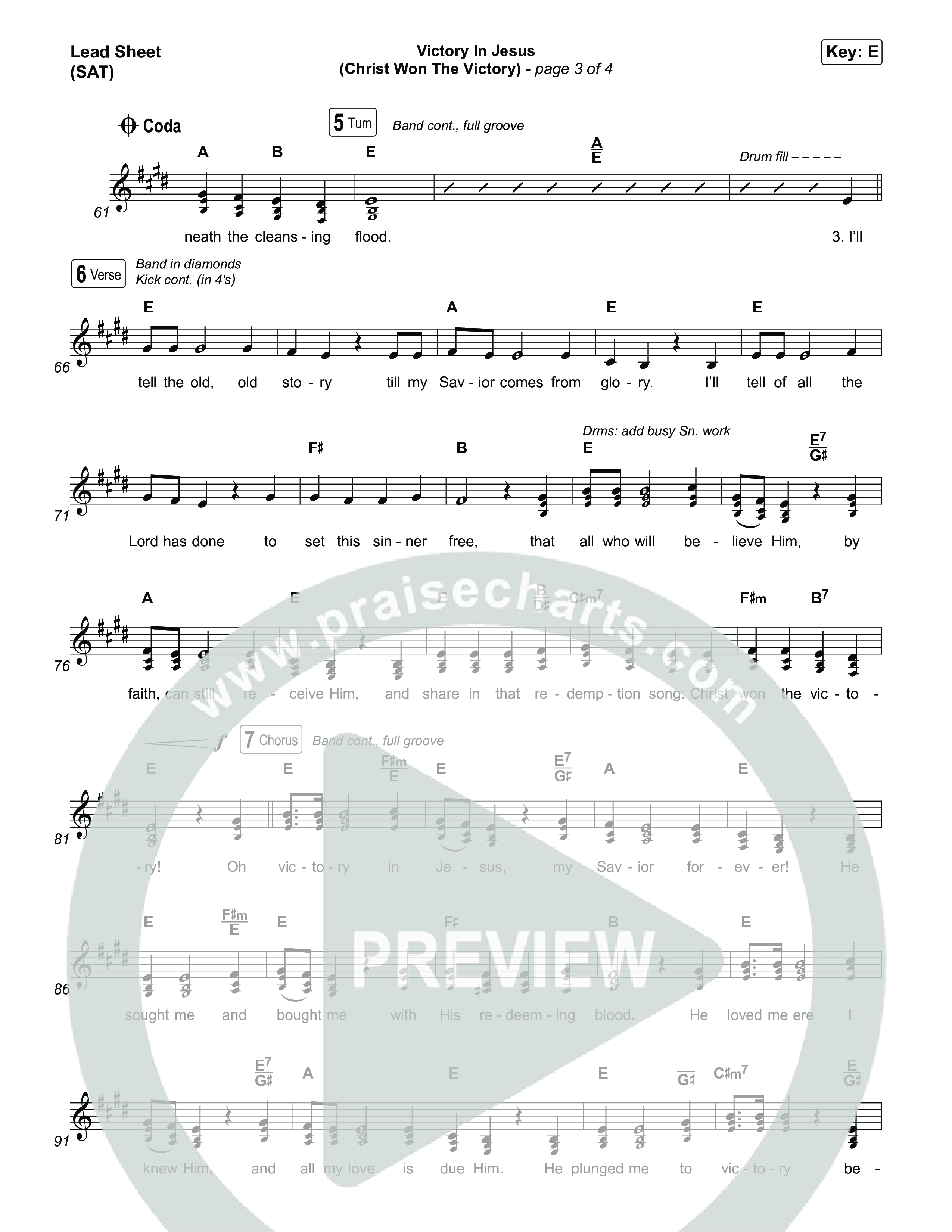 Victory In Jesus (Christ Won The Victory) (Choral/SATB) Lead Sheet (SAT) (Travis Cottrell / Arr. Mason Brown)