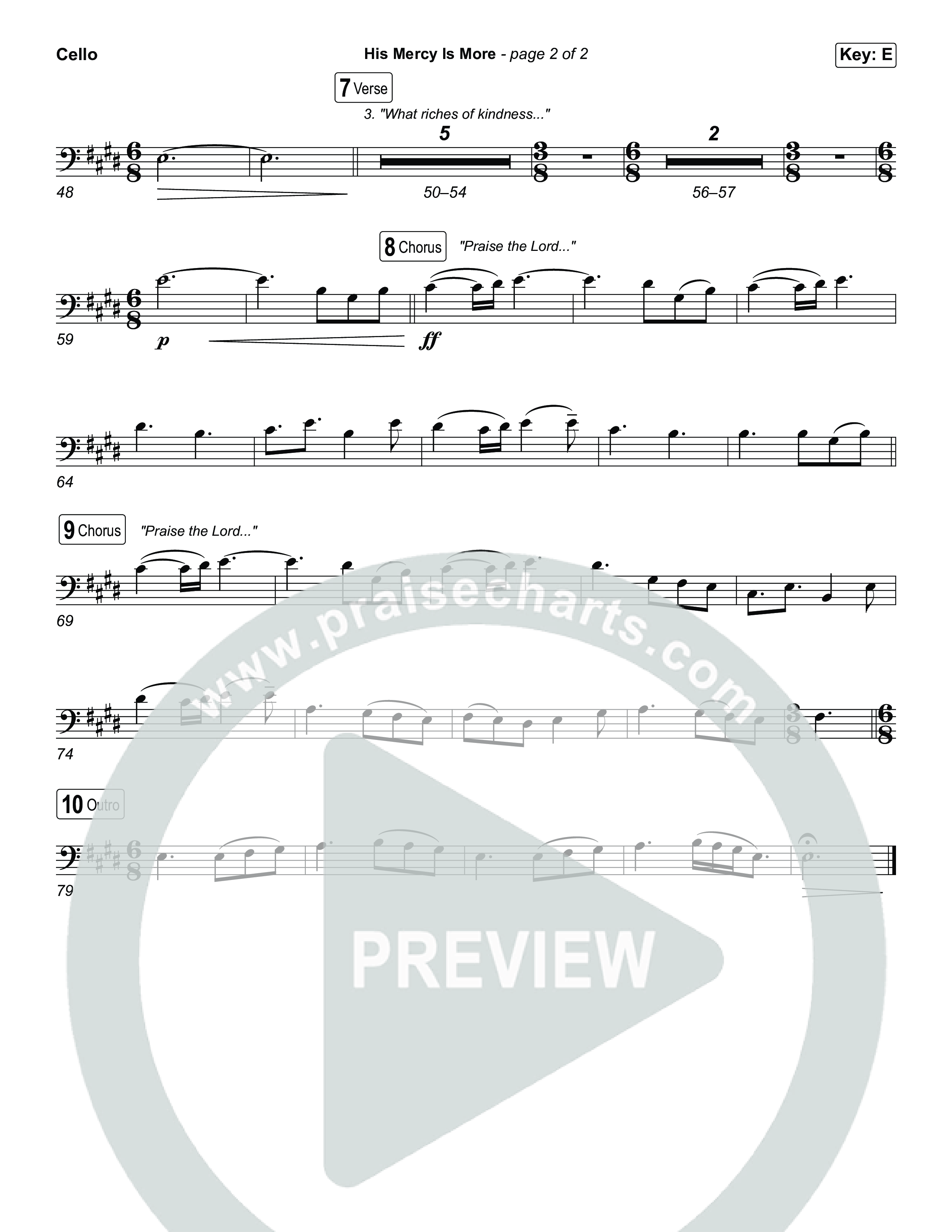 His Mercy Is More (Choral/SATB) Cello (Travis Cottrell / Arr. Mason Brown / Orch. Travis Patton)