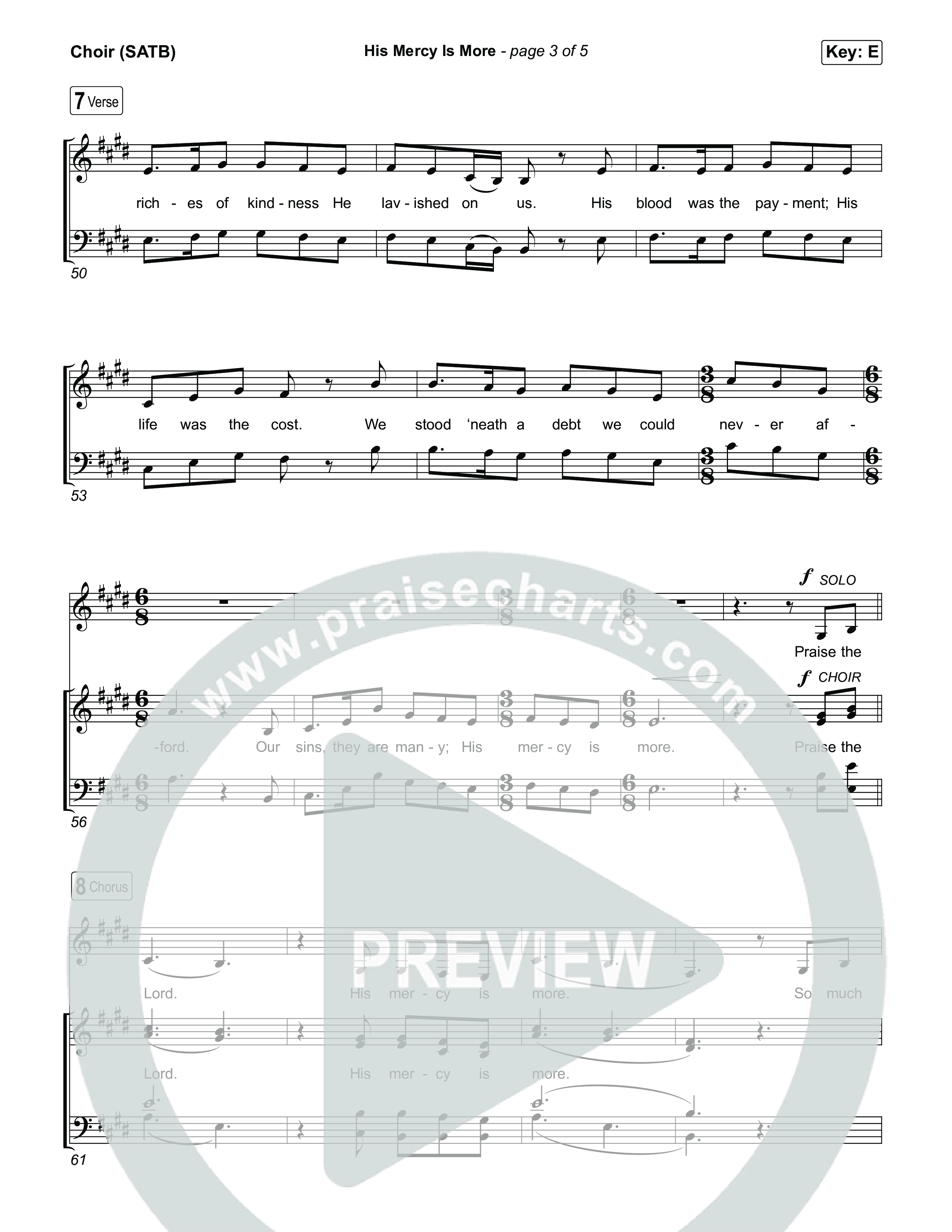 His Mercy Is More (Choral/SATB) Choir Sheet (SATB) (Travis Cottrell / Arr. Mason Brown / Orch. Travis Patton)