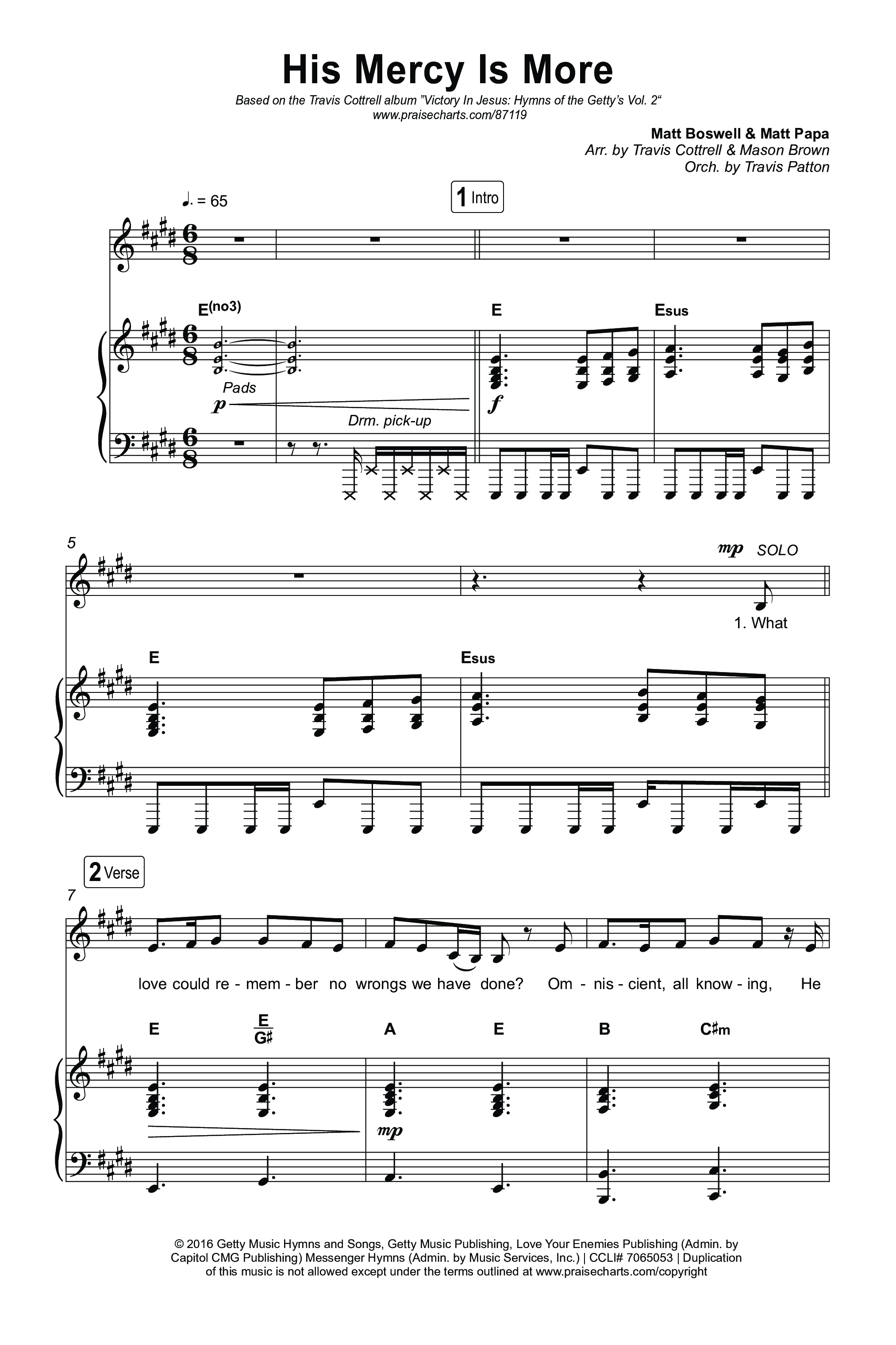 His Mercy Is More (Choral/SATB) Octavo (SATB & Pno) (Travis Cottrell / Arr. Mason Brown / Orch. Travis Patton)