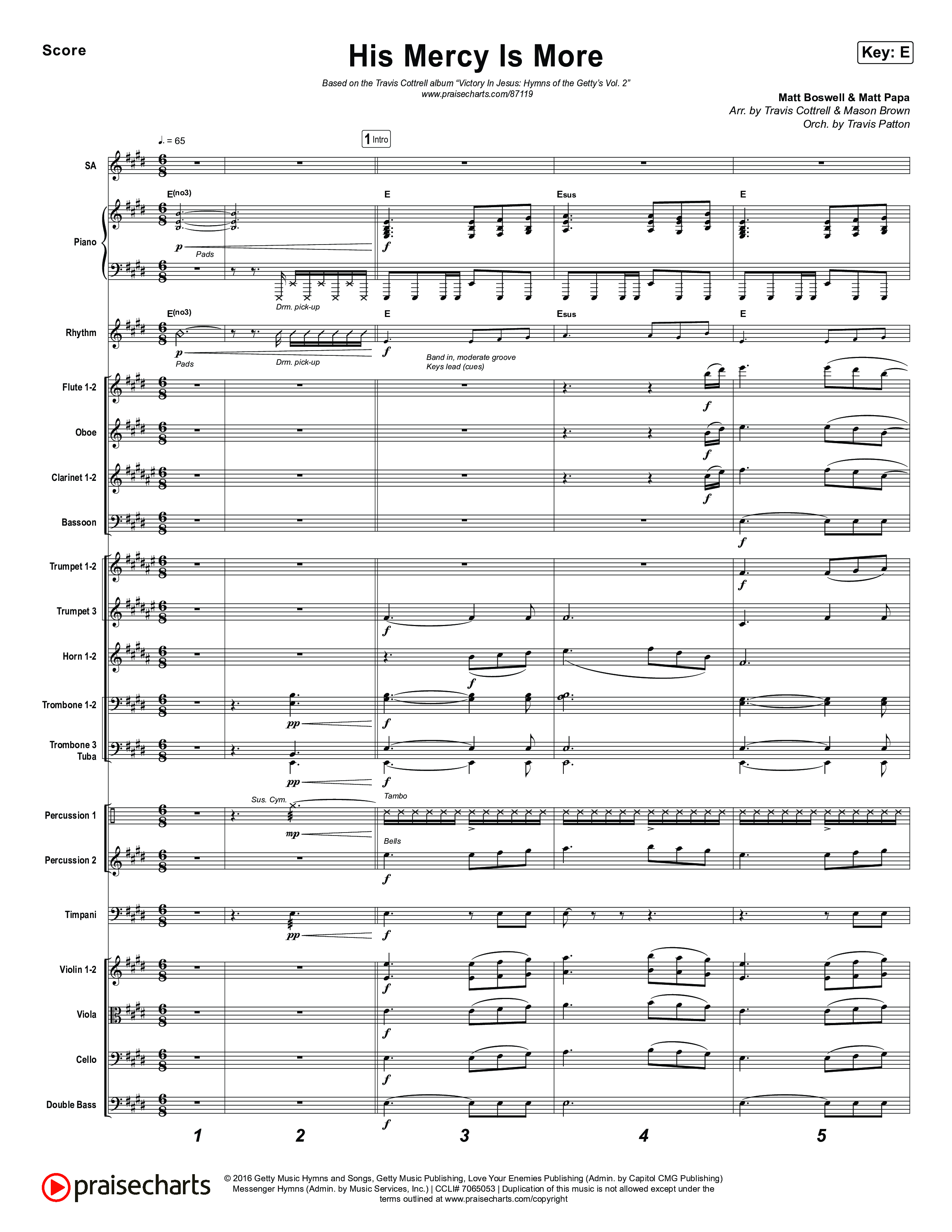 His Mercy Is More (Choral/SATB) Conductor's Score (Travis Cottrell / Arr. Mason Brown / Orch. Travis Patton)