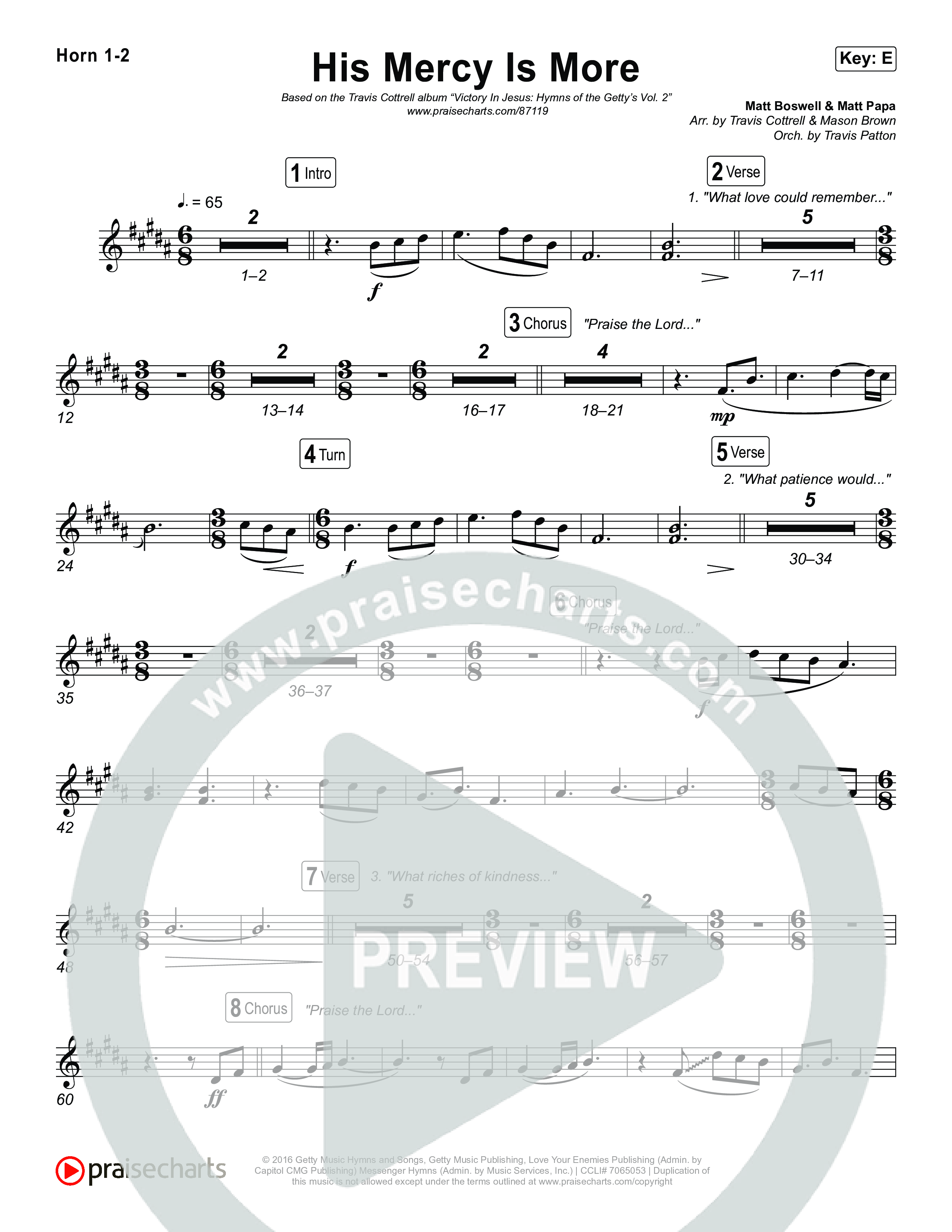 His Mercy Is More (Choral/SATB) Brass Pack (Travis Cottrell / Arr. Mason Brown / Orch. Travis Patton)
