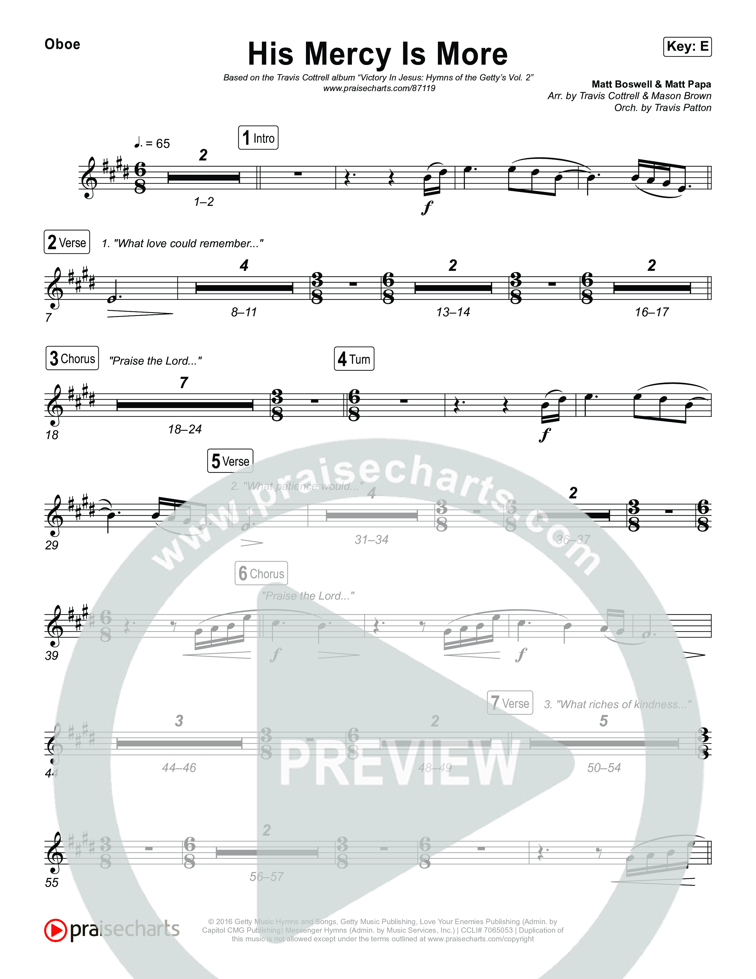 His Mercy Is More (Choral/SATB) Wind Pack (Travis Cottrell / Arr. Mason Brown / Orch. Travis Patton)