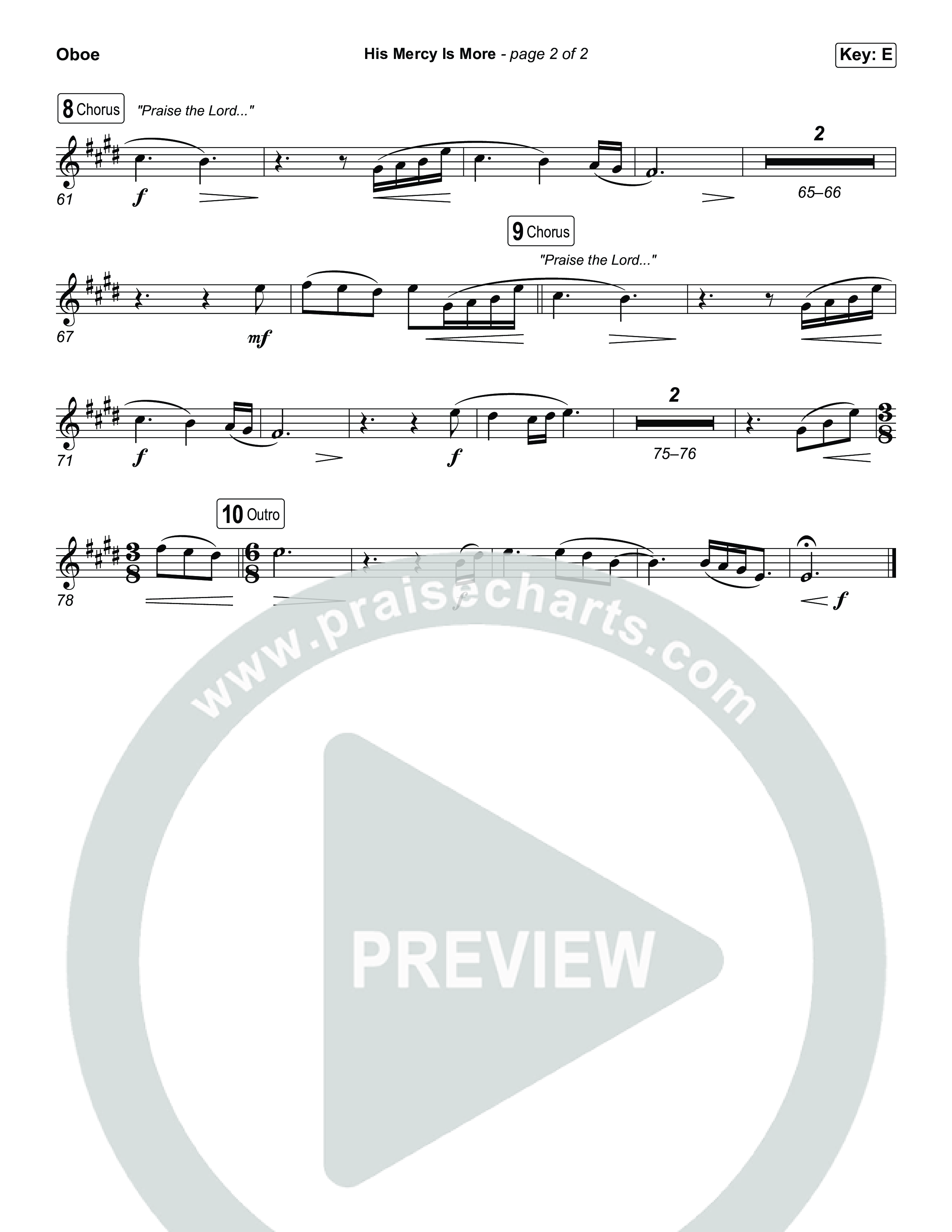 His Mercy Is More (Choral/SATB) Oboe (Travis Cottrell / Arr. Mason Brown / Orch. Travis Patton)