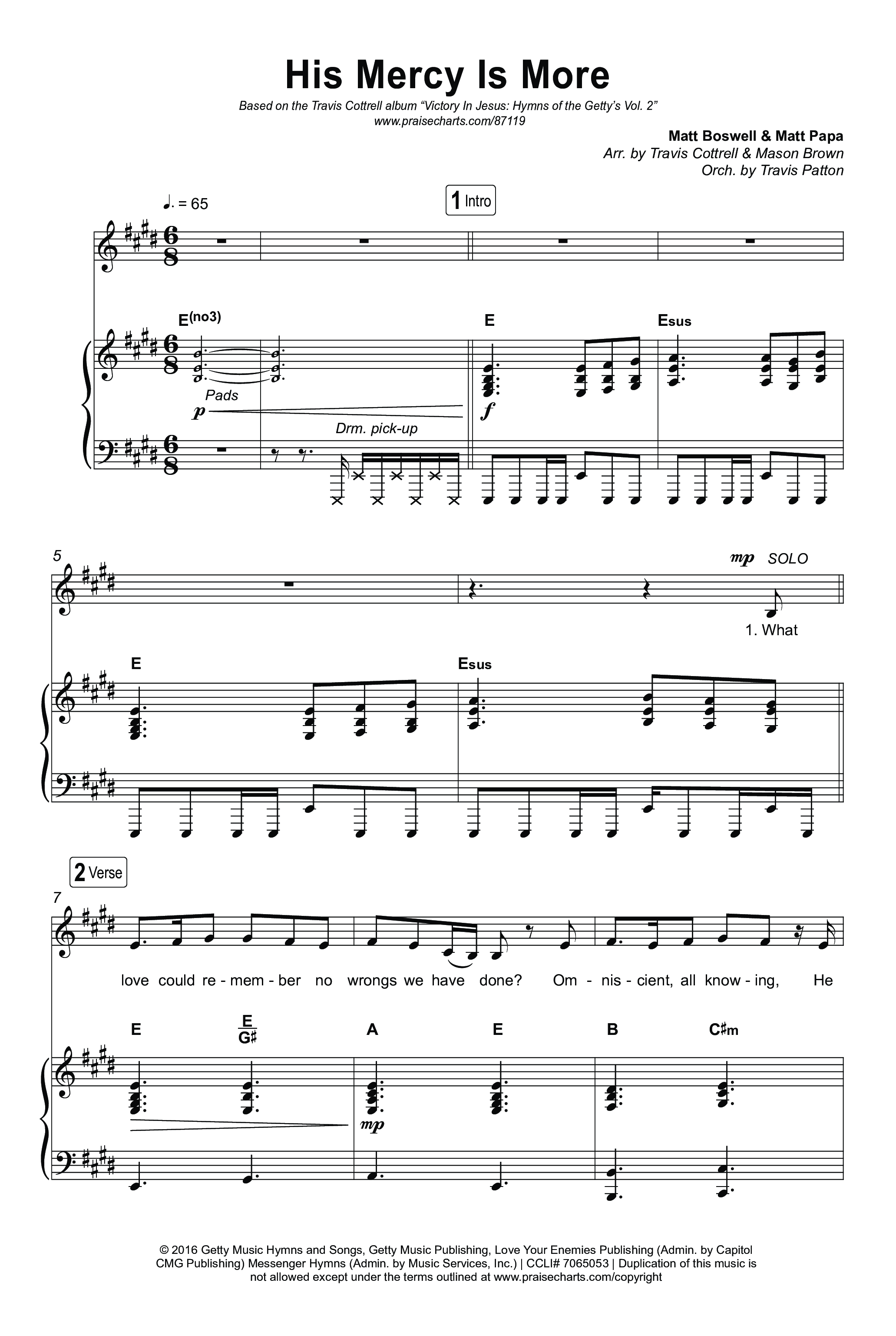 His Mercy Is More (Choral/SATB) Octavo (SATB & Pno) (Travis Cottrell / Arr. Mason Brown / Orch. Travis Patton)