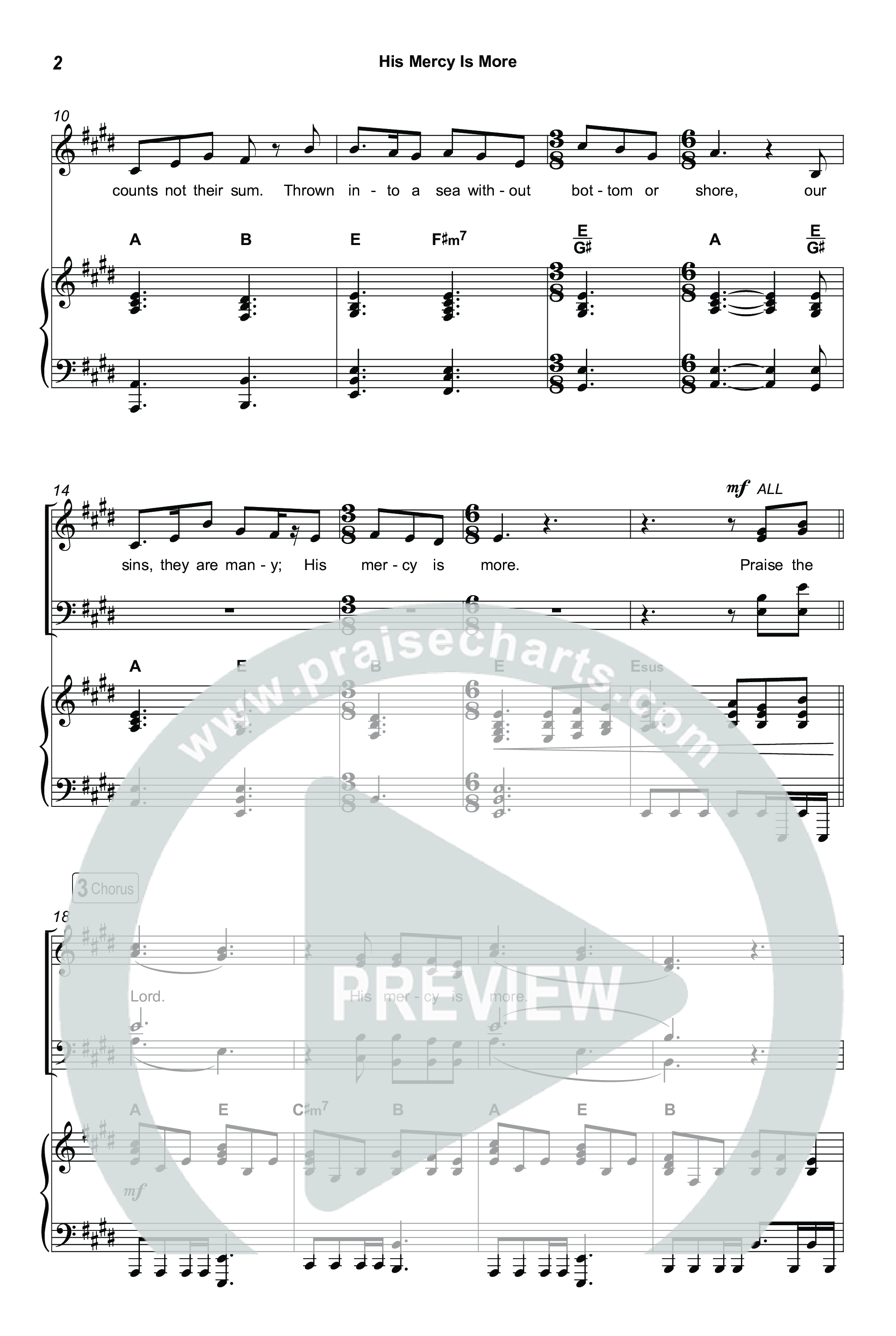 His Mercy Is More (Choral/SATB) Octavo (SATB & Pno) (Travis Cottrell / Arr. Mason Brown / Orch. Travis Patton)