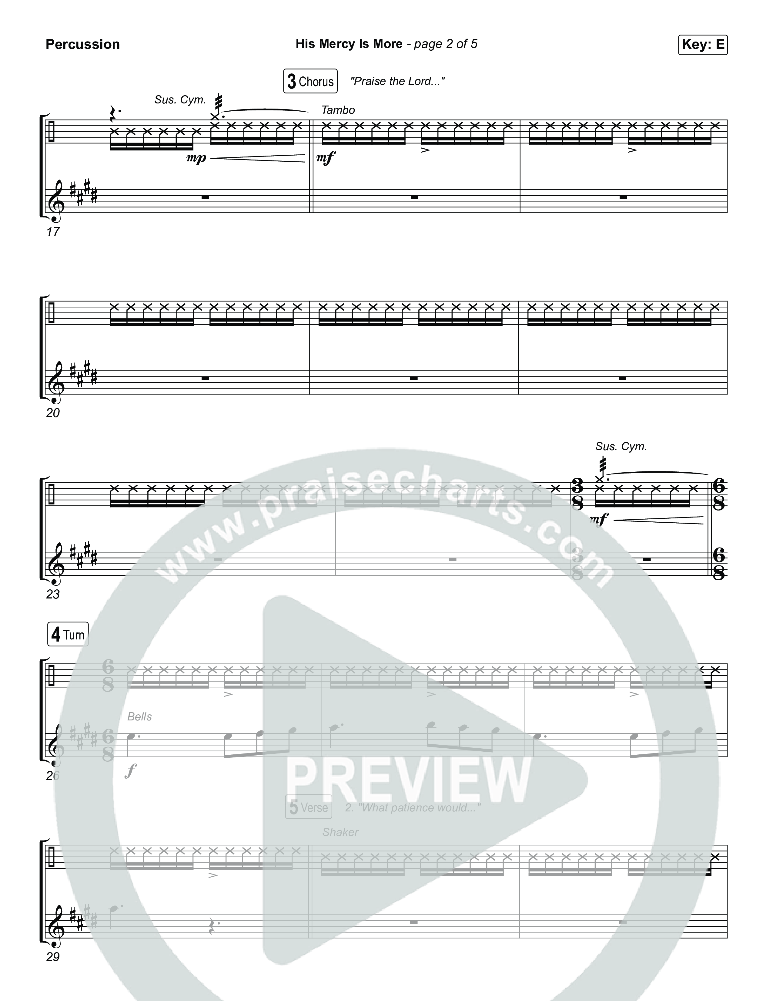 His Mercy Is More (Choral/SATB) Percussion (Travis Cottrell / Arr. Mason Brown / Orch. Travis Patton)