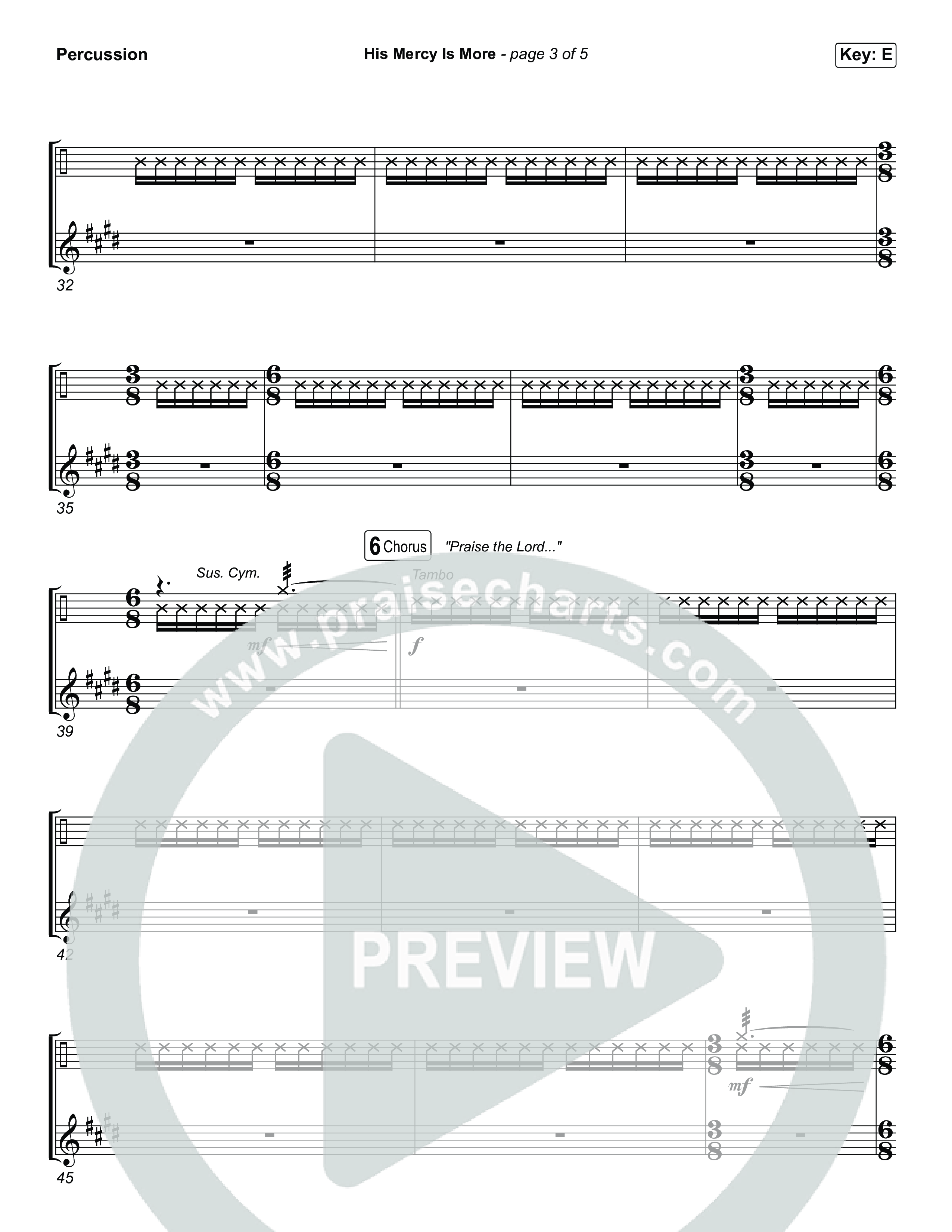 His Mercy Is More (Choral/SATB) Percussion (Travis Cottrell / Arr. Mason Brown / Orch. Travis Patton)