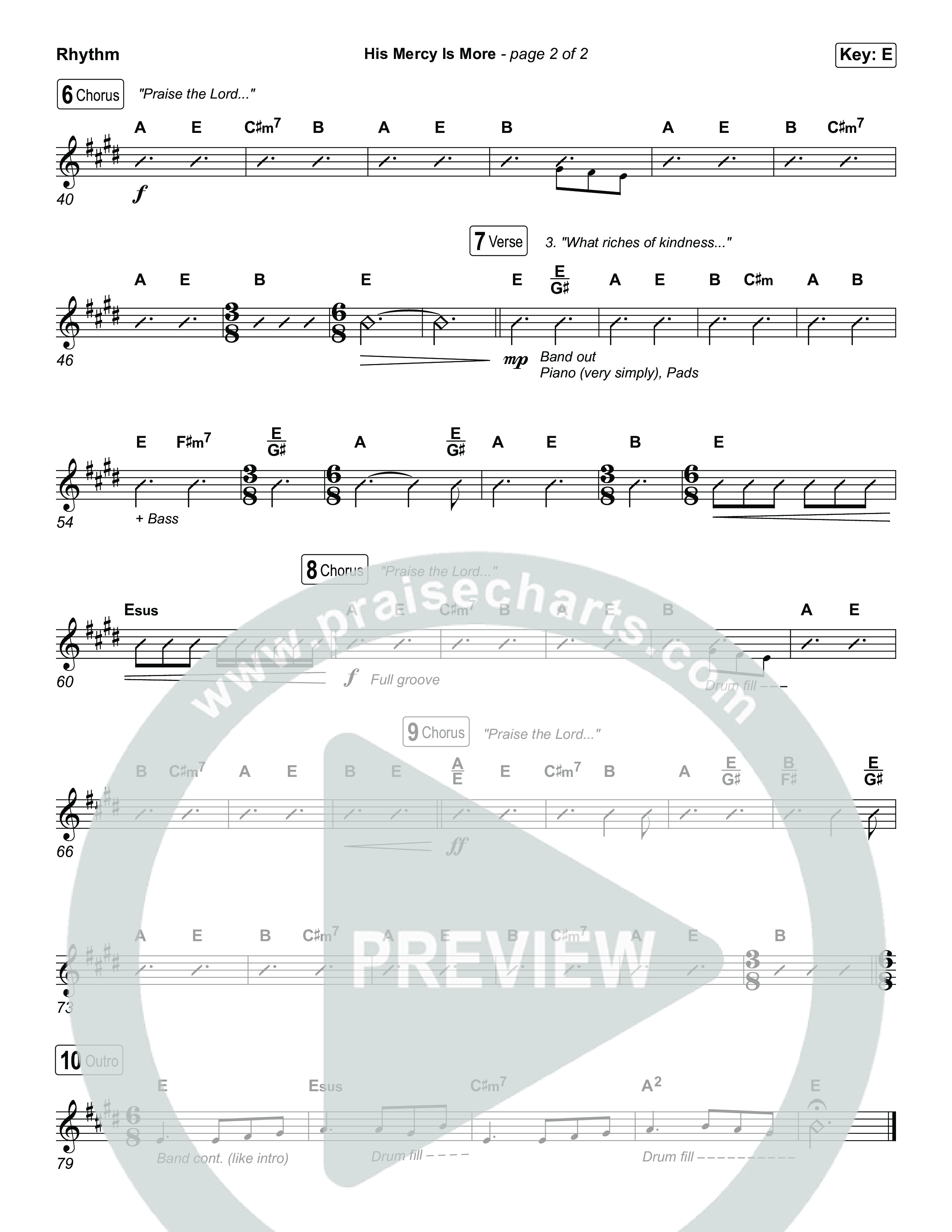 His Mercy Is More (Choral/SATB) Rhythm Chart (Travis Cottrell / Arr. Mason Brown / Orch. Travis Patton)