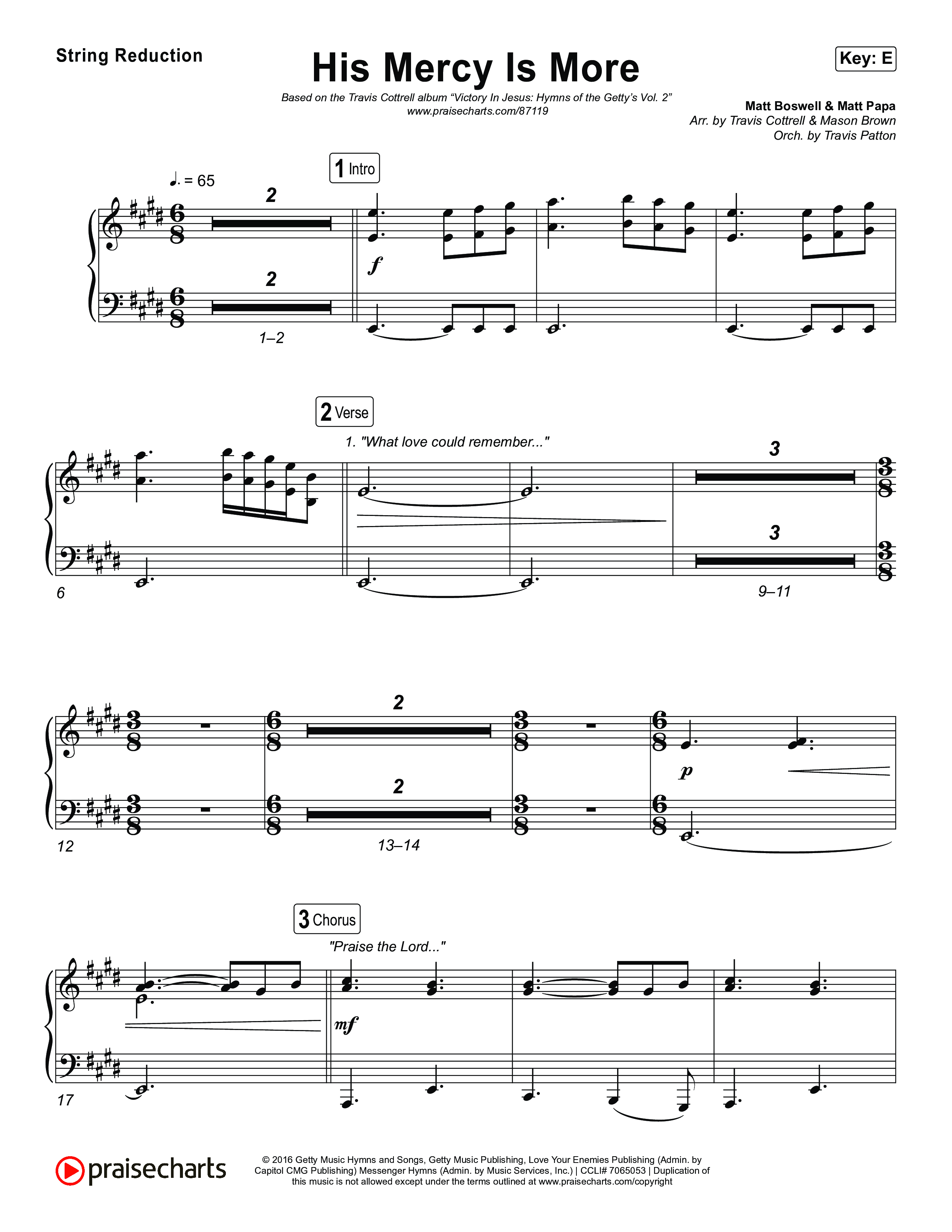 His Mercy Is More (Choral/SATB) String Reduction (Travis Cottrell / Arr. Mason Brown / Orch. Travis Patton)