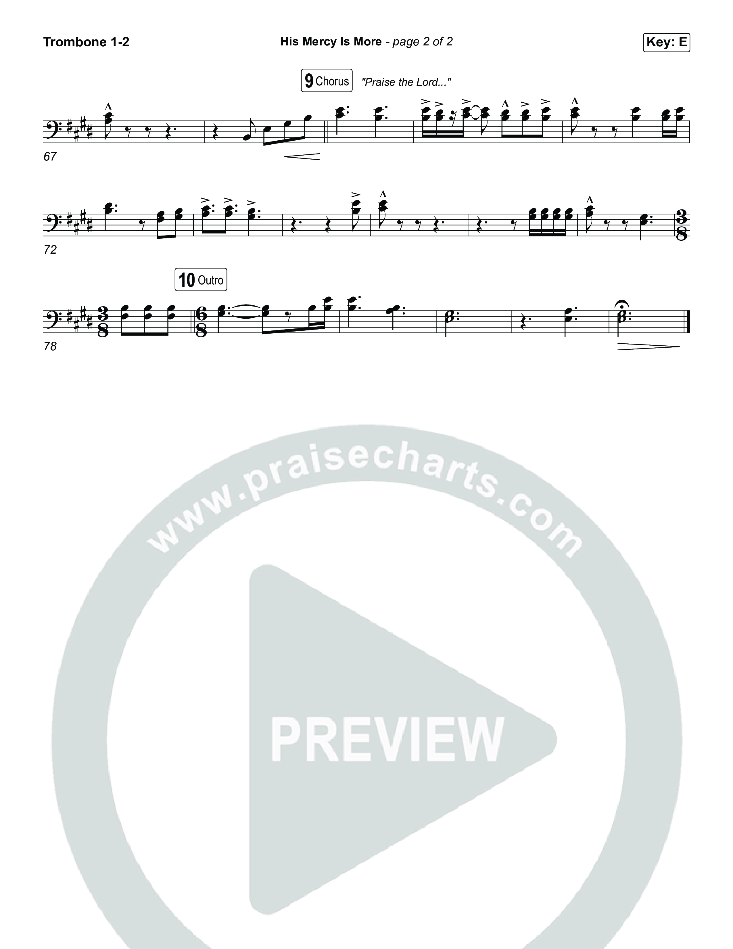 His Mercy Is More (Choral/SATB) Trombone 1/2 (Travis Cottrell / Arr. Mason Brown / Orch. Travis Patton)