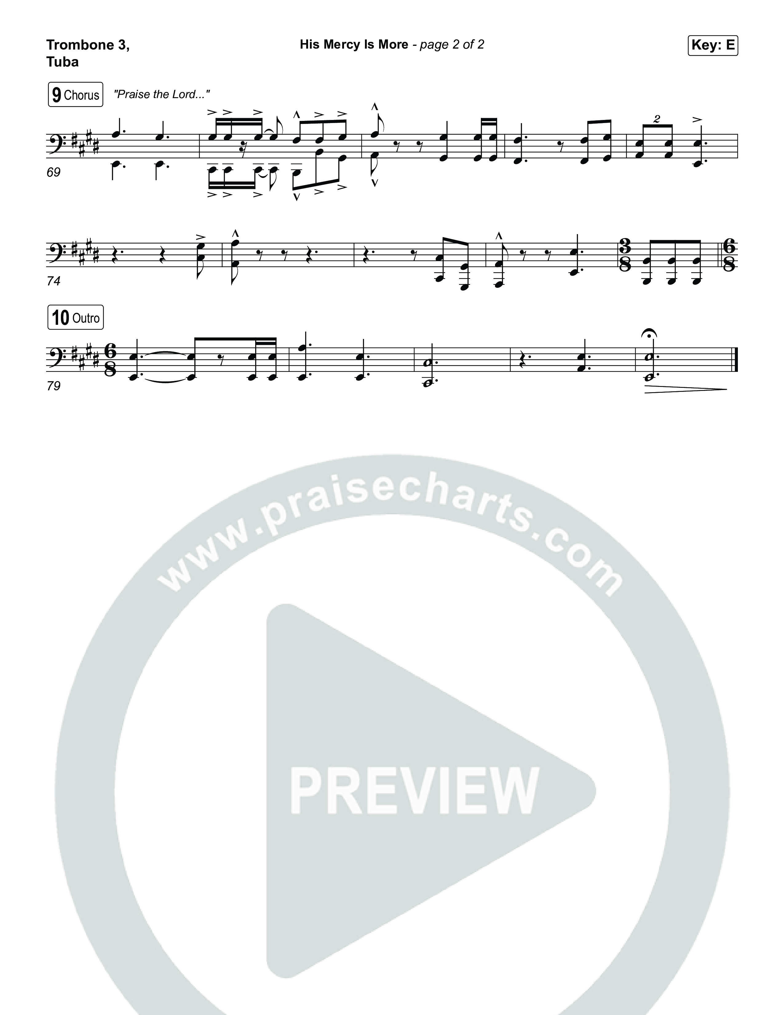 His Mercy Is More (Choral/SATB) Trombone 3/Tuba (Travis Cottrell / Arr. Mason Brown / Orch. Travis Patton)