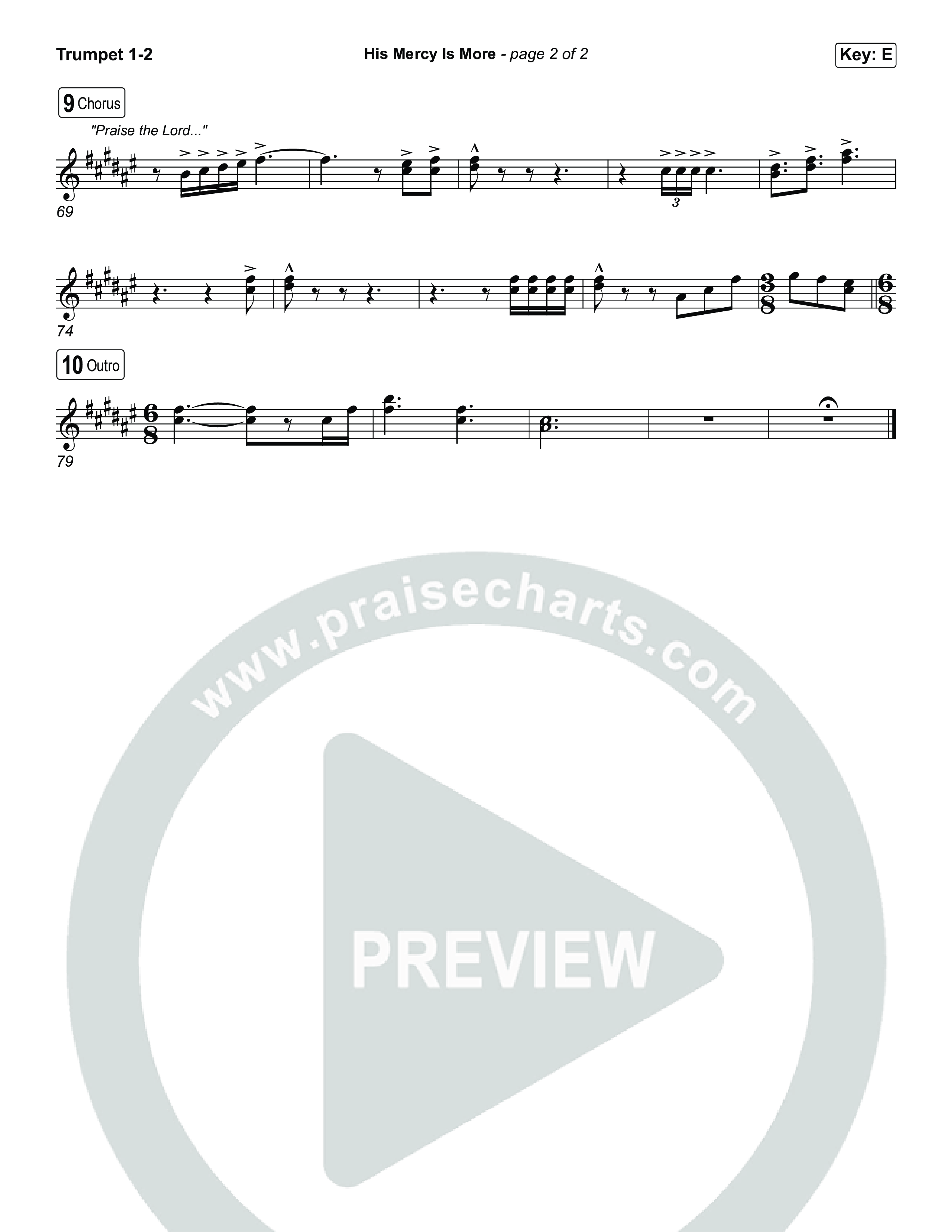 His Mercy Is More (Choral/SATB) Trumpet 1,2 (Travis Cottrell / Arr. Mason Brown / Orch. Travis Patton)