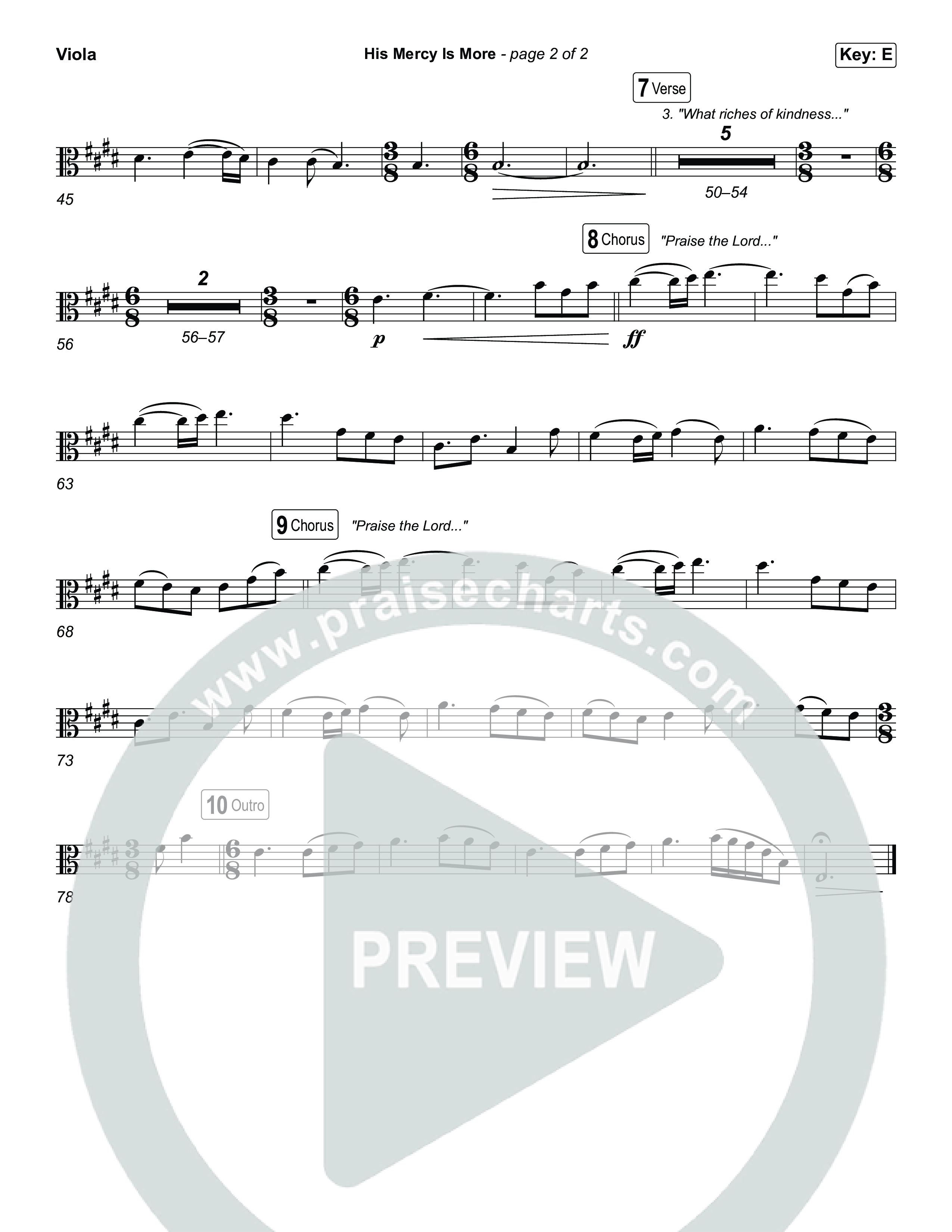 His Mercy Is More (Choral/SATB) Viola (Travis Cottrell / Arr. Mason Brown / Orch. Travis Patton)