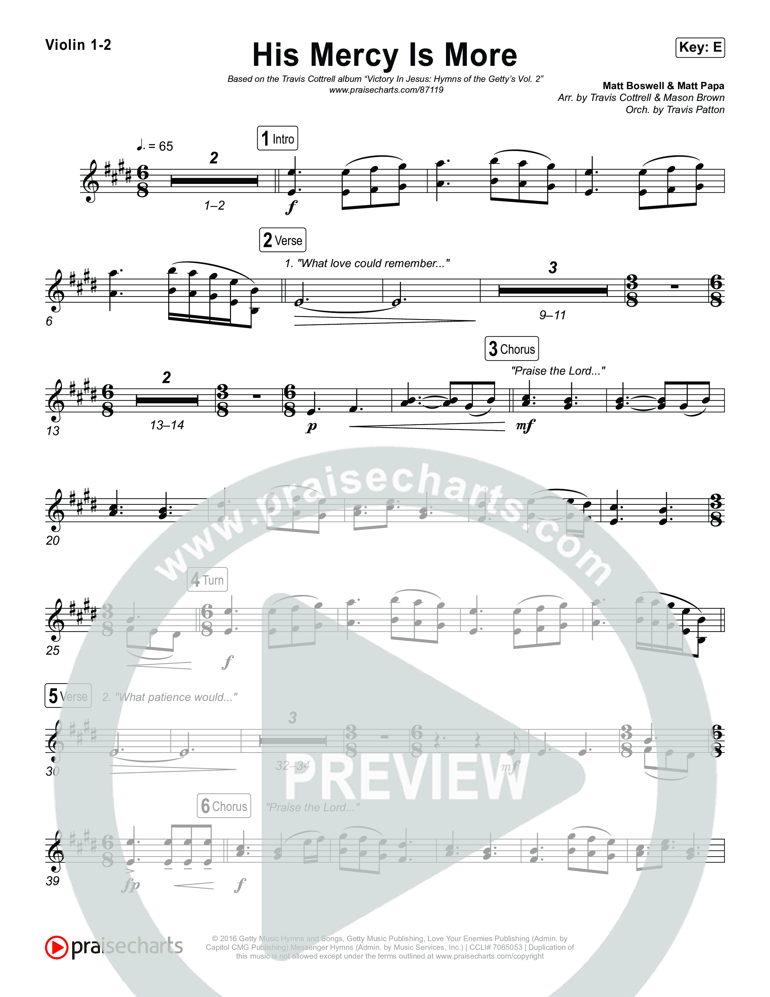 His Mercy Is More (Choral/SATB) String Pack (Travis Cottrell / Arr. Mason Brown / Orch. Travis Patton)