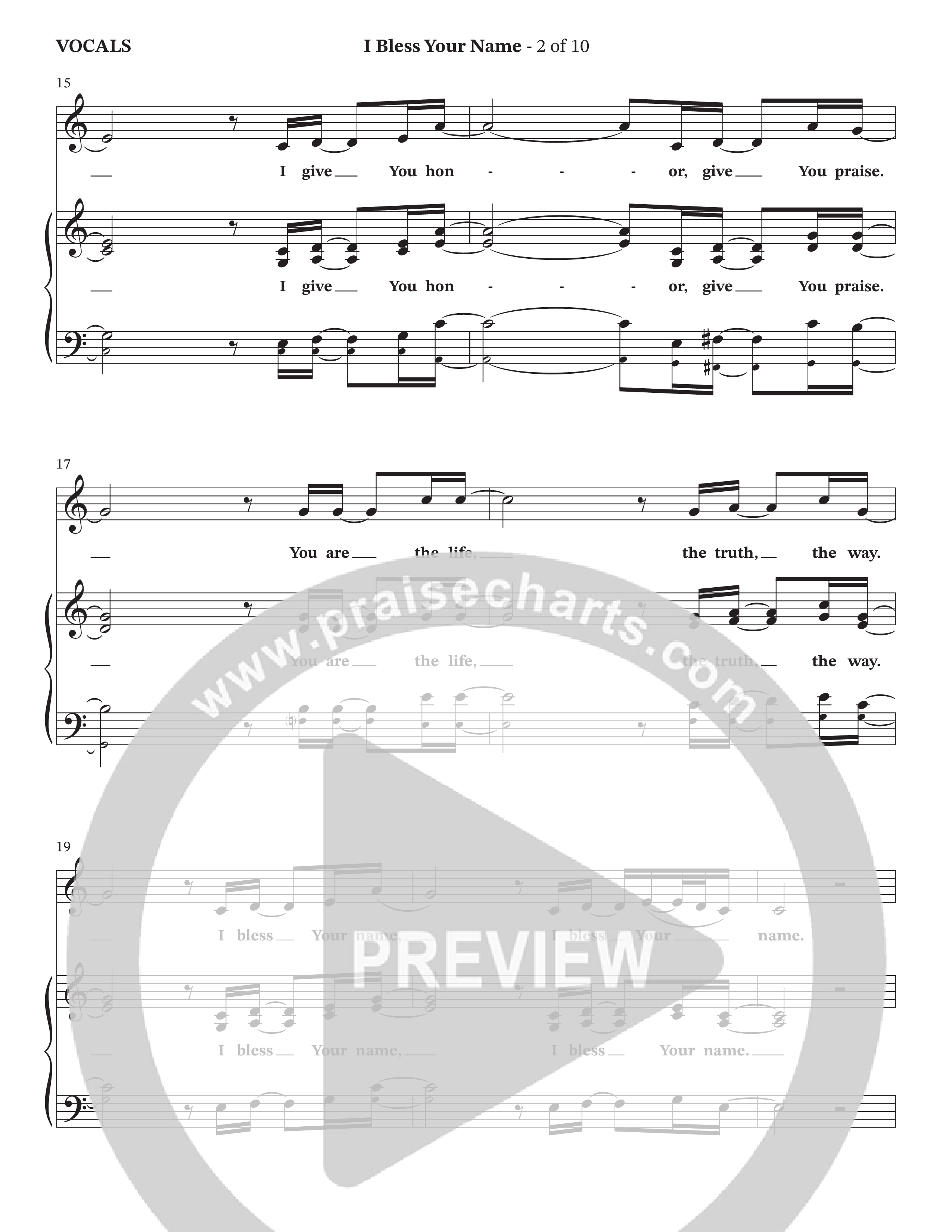 I Bless Your Name (Choral Anthem SATB) Choir Sheet (SATB) (The Brooklyn Tabernacle Choir / Arr. Carol Cymbala / Orch. Lari Goss)
