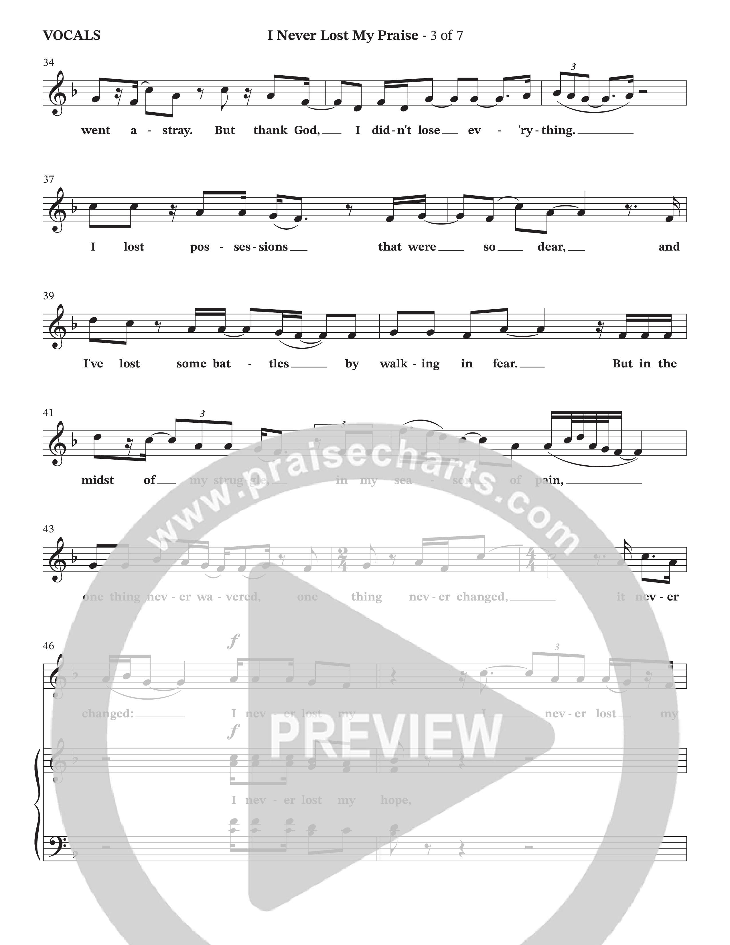 I Never Lost My Praise (Choral Anthem SATB) Choir Sheet (SATB) (The Brooklyn Tabernacle Choir / Arr. Carol Cymbala / Orch. Oliver Wells)