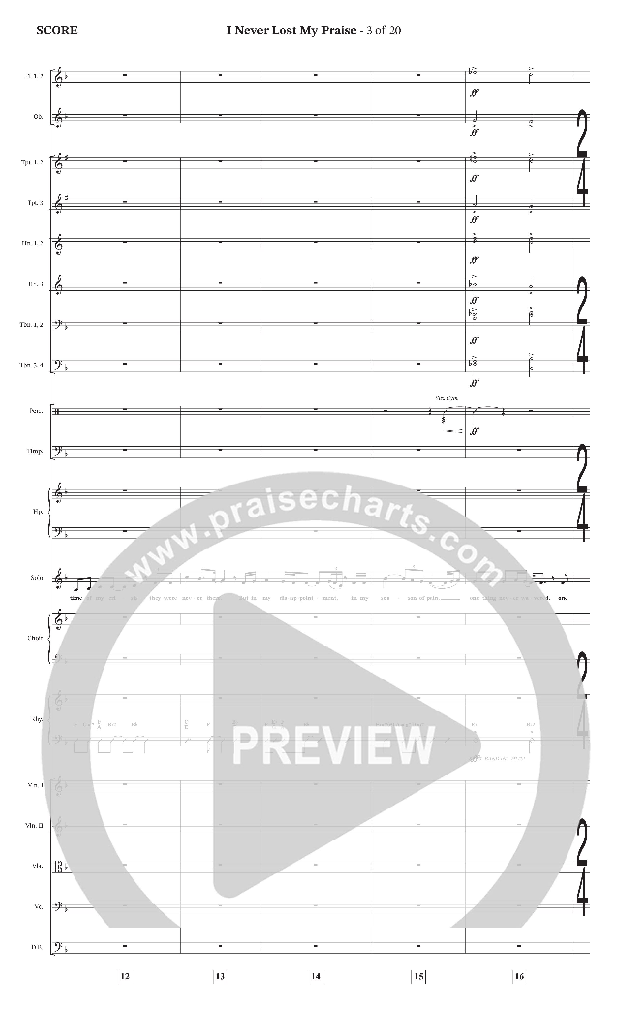 I Never Lost My Praise (Choral Anthem SATB) Orchestration (The Brooklyn Tabernacle Choir / Arr. Carol Cymbala / Orch. Oliver Wells)
