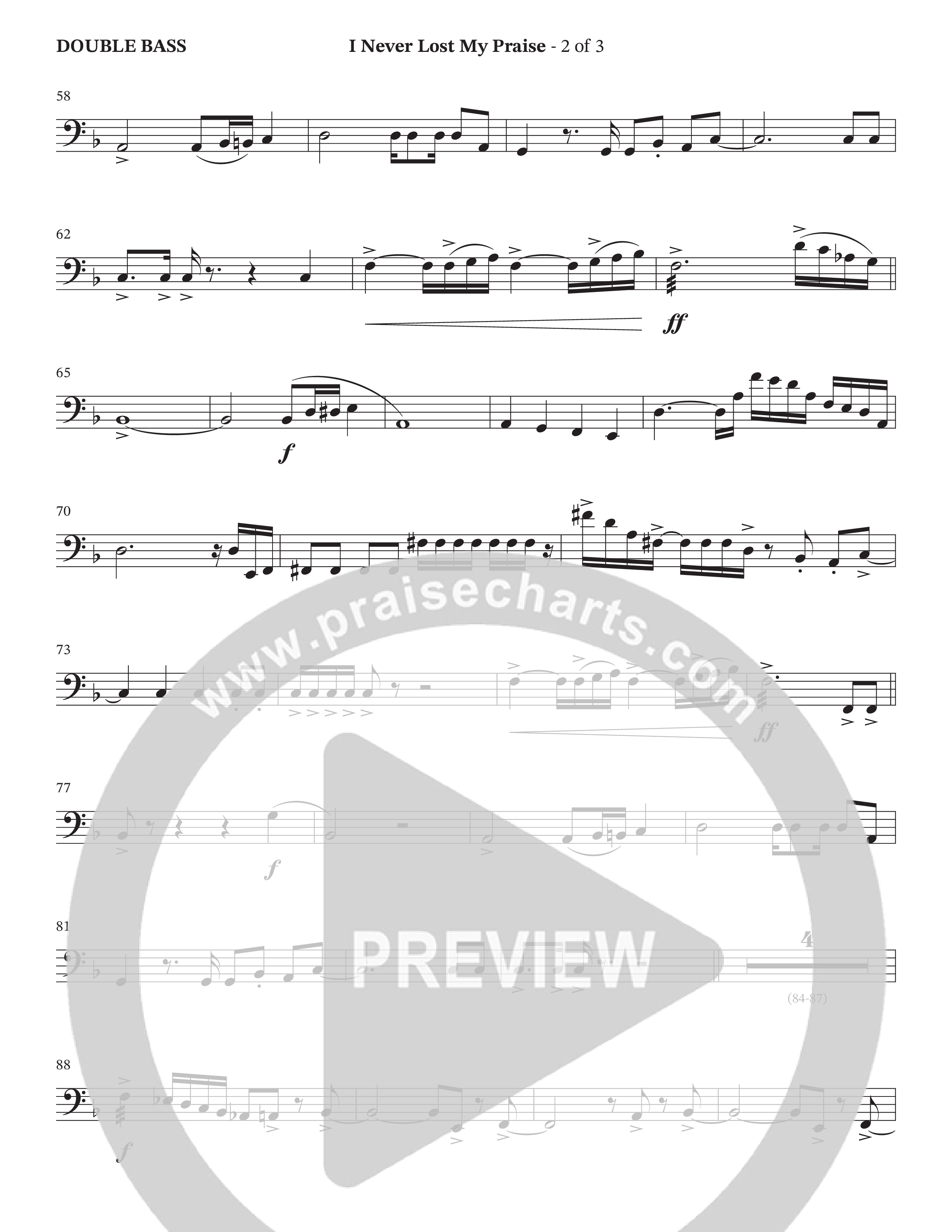 I Never Lost My Praise (Choral Anthem SATB) Double Bass (The Brooklyn Tabernacle Choir / Arr. Carol Cymbala / Orch. Oliver Wells)