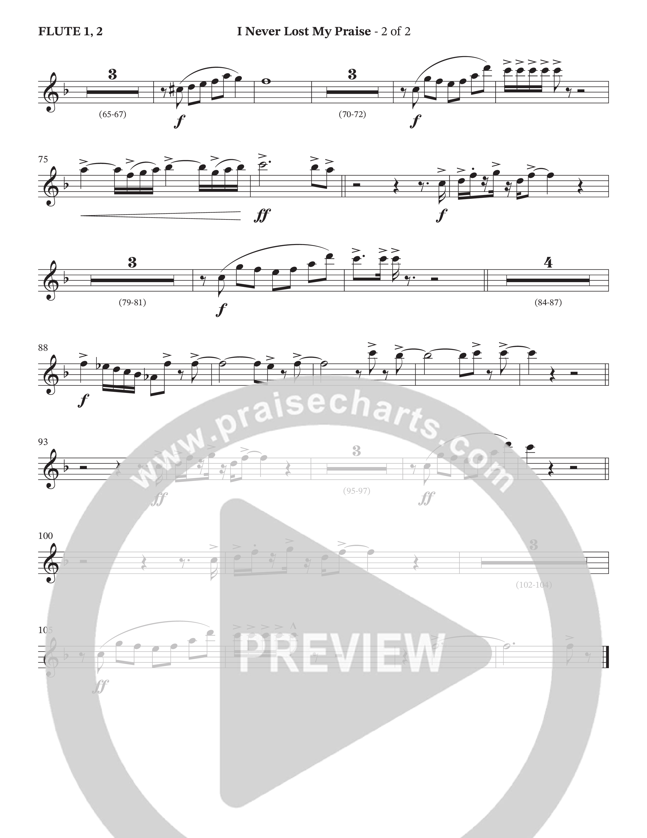 I Never Lost My Praise (Choral Anthem SATB) Flute 1/2 (The Brooklyn Tabernacle Choir / Arr. Carol Cymbala / Orch. Oliver Wells)