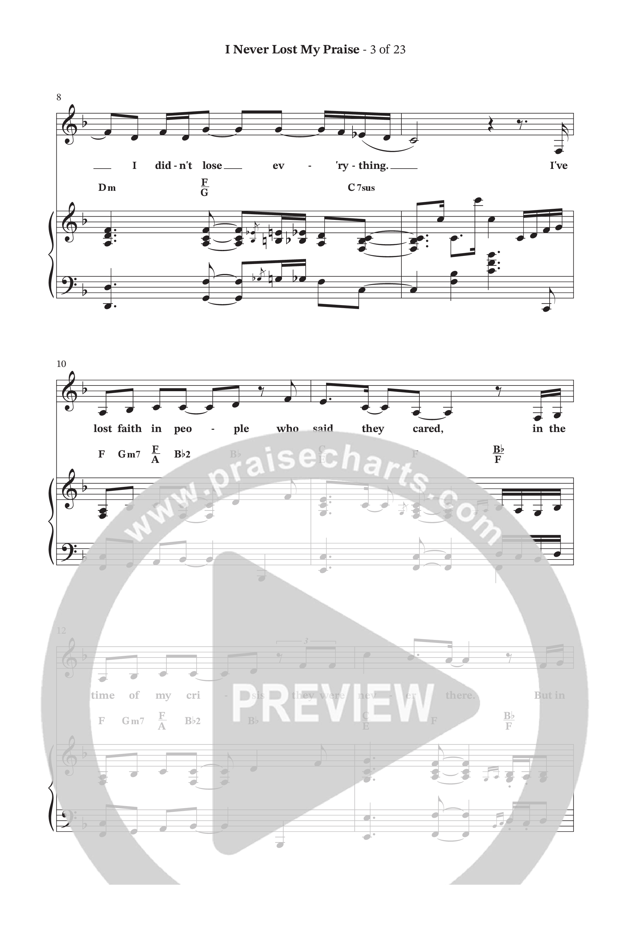 I Never Lost My Praise (Choral Anthem SATB) Octavo (SATB & Pno) (The Brooklyn Tabernacle Choir / Arr. Carol Cymbala / Orch. Oliver Wells)