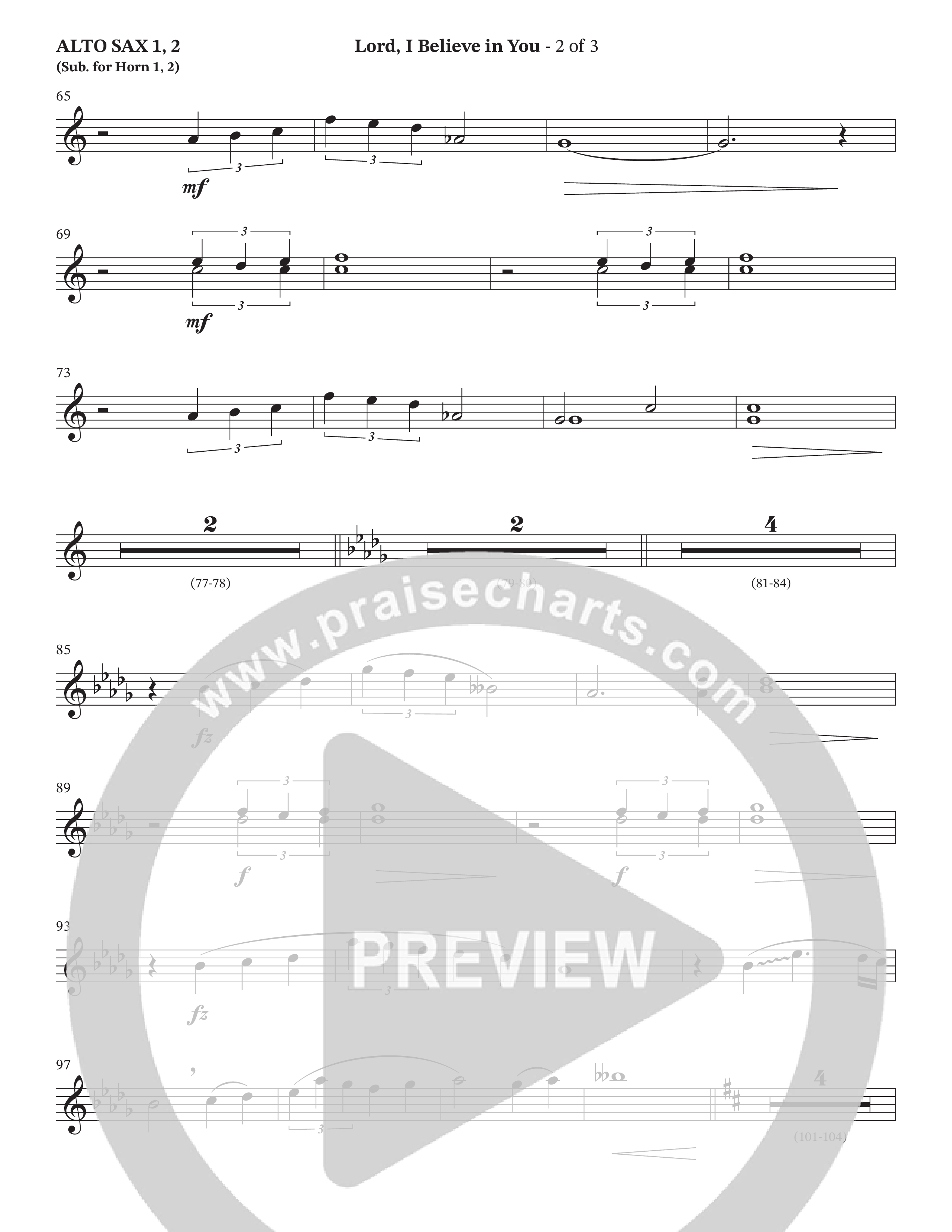 Lord I Believe In You (Choral Anthem SATB) Alto Sax 1/2 (The Brooklyn Tabernacle Choir / Arr. Carol Cymbala / Orch. Lari Goss)