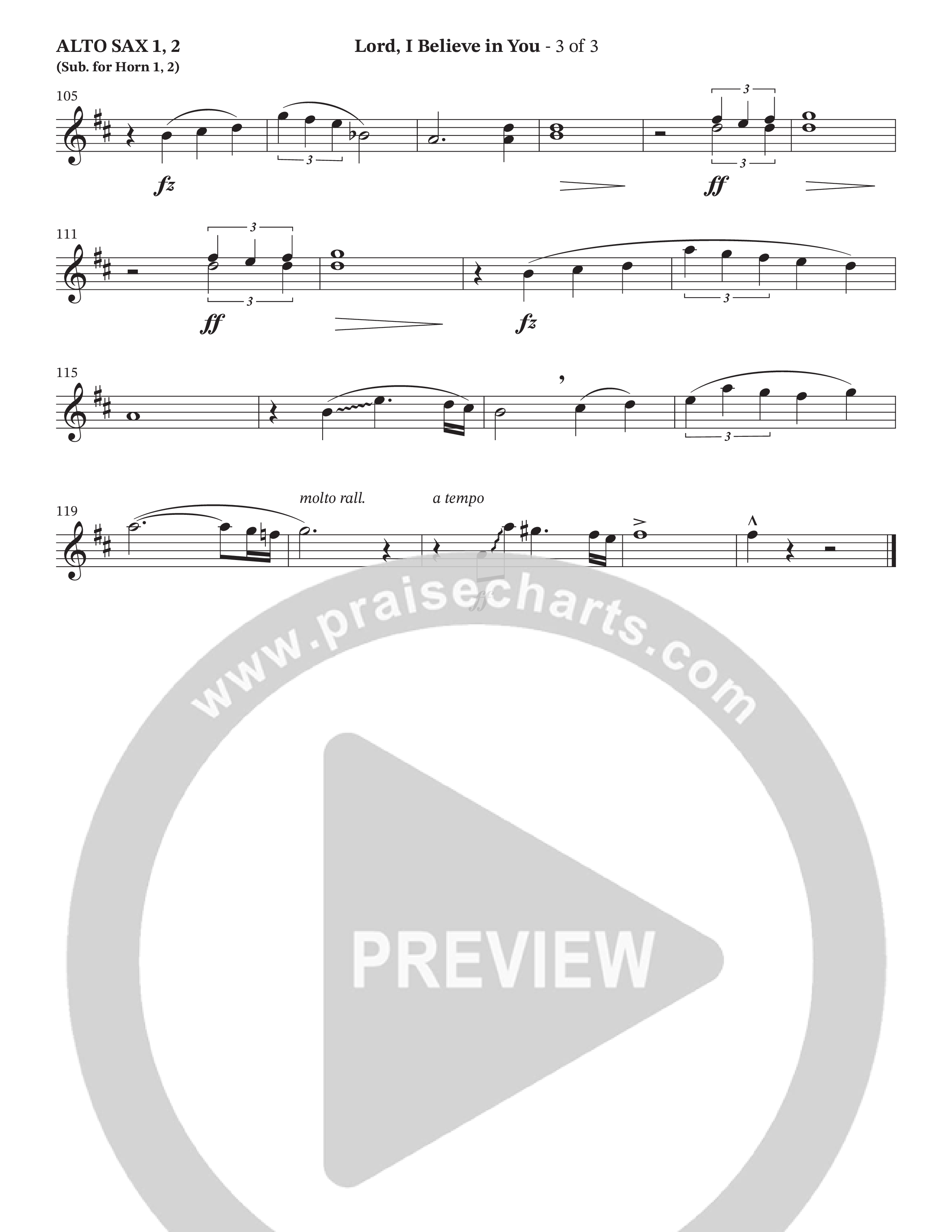 Lord I Believe In You (Choral Anthem SATB) Alto Sax 1/2 (The Brooklyn Tabernacle Choir / Arr. Carol Cymbala / Orch. Lari Goss)