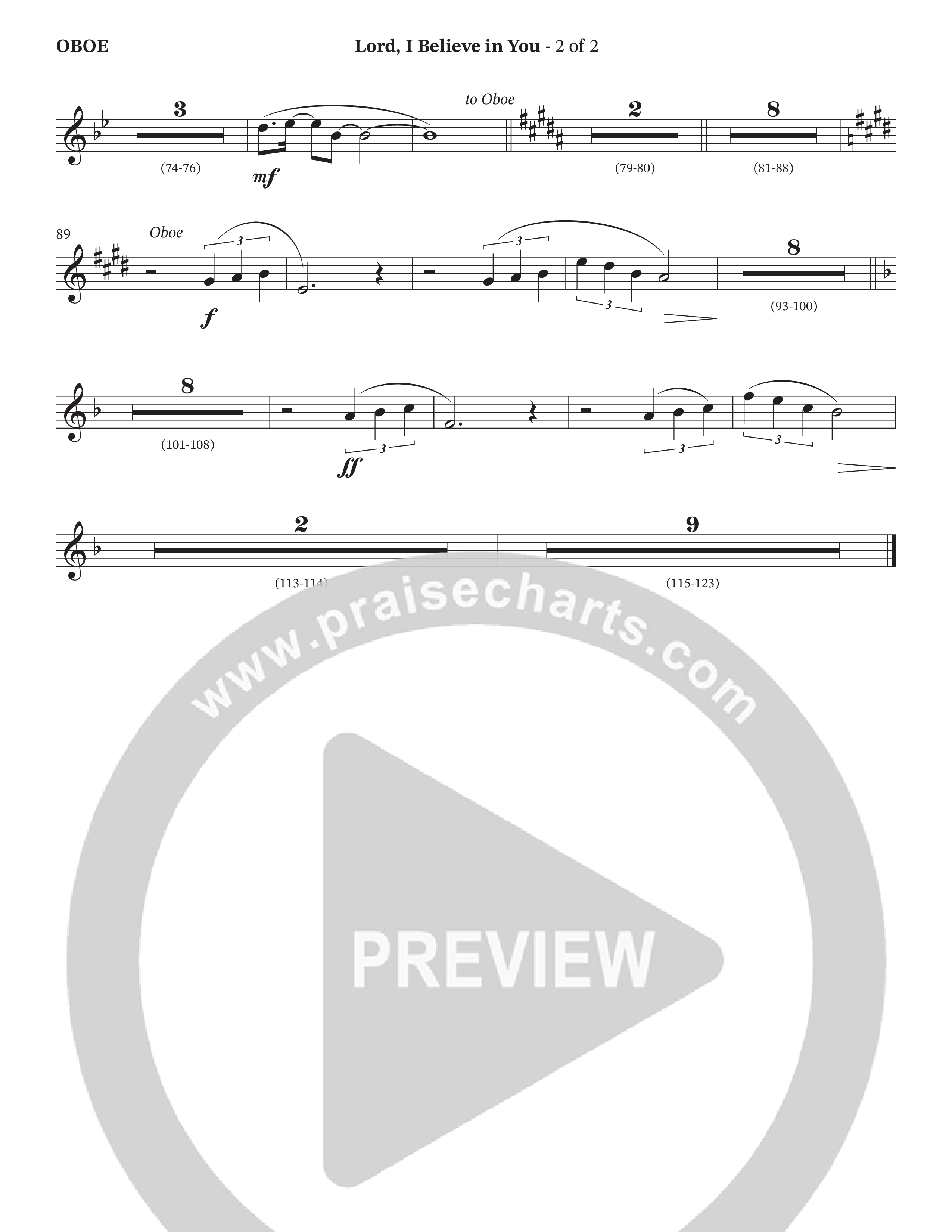 Lord I Believe In You (Choral Anthem SATB) Oboe (The Brooklyn Tabernacle Choir / Arr. Carol Cymbala / Orch. Lari Goss)