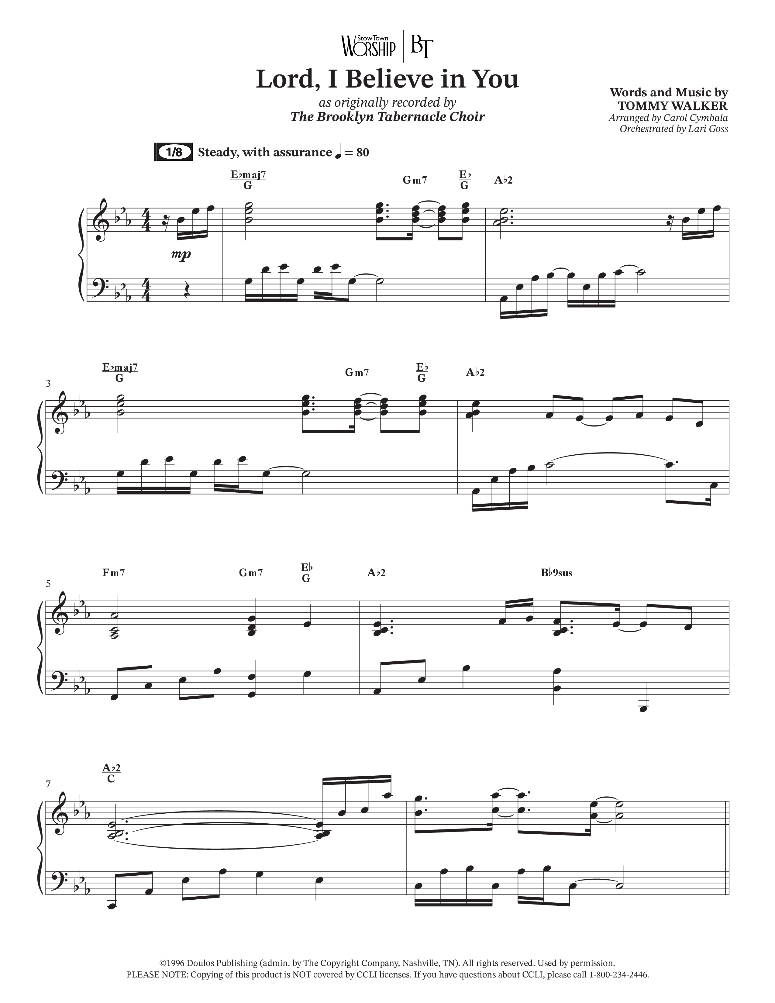 Lord I Believe In You (Choral Anthem SATB) Anthem (SATB/Piano) (The Brooklyn Tabernacle Choir / Arr. Carol Cymbala / Orch. Lari Goss)